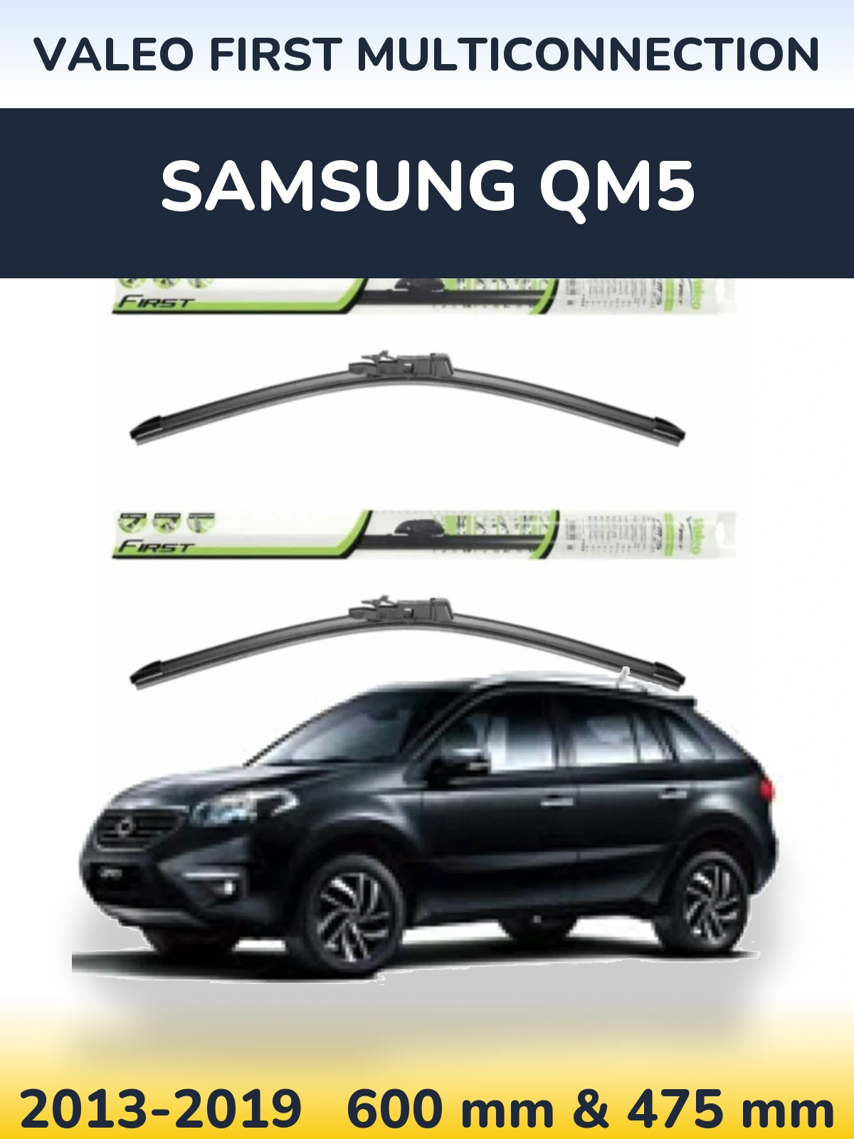 Sada předních stěračů Valeo First MultiConnection 600 a 475 mm pro Samsung QM5 2013-2019