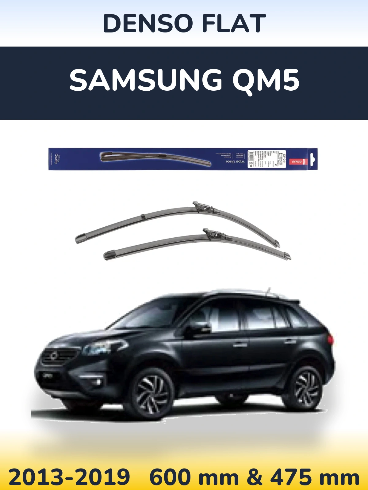 Sada předních stěračů Denso Flat 600 a 475 mm pro Samsung QM5 2013-2019