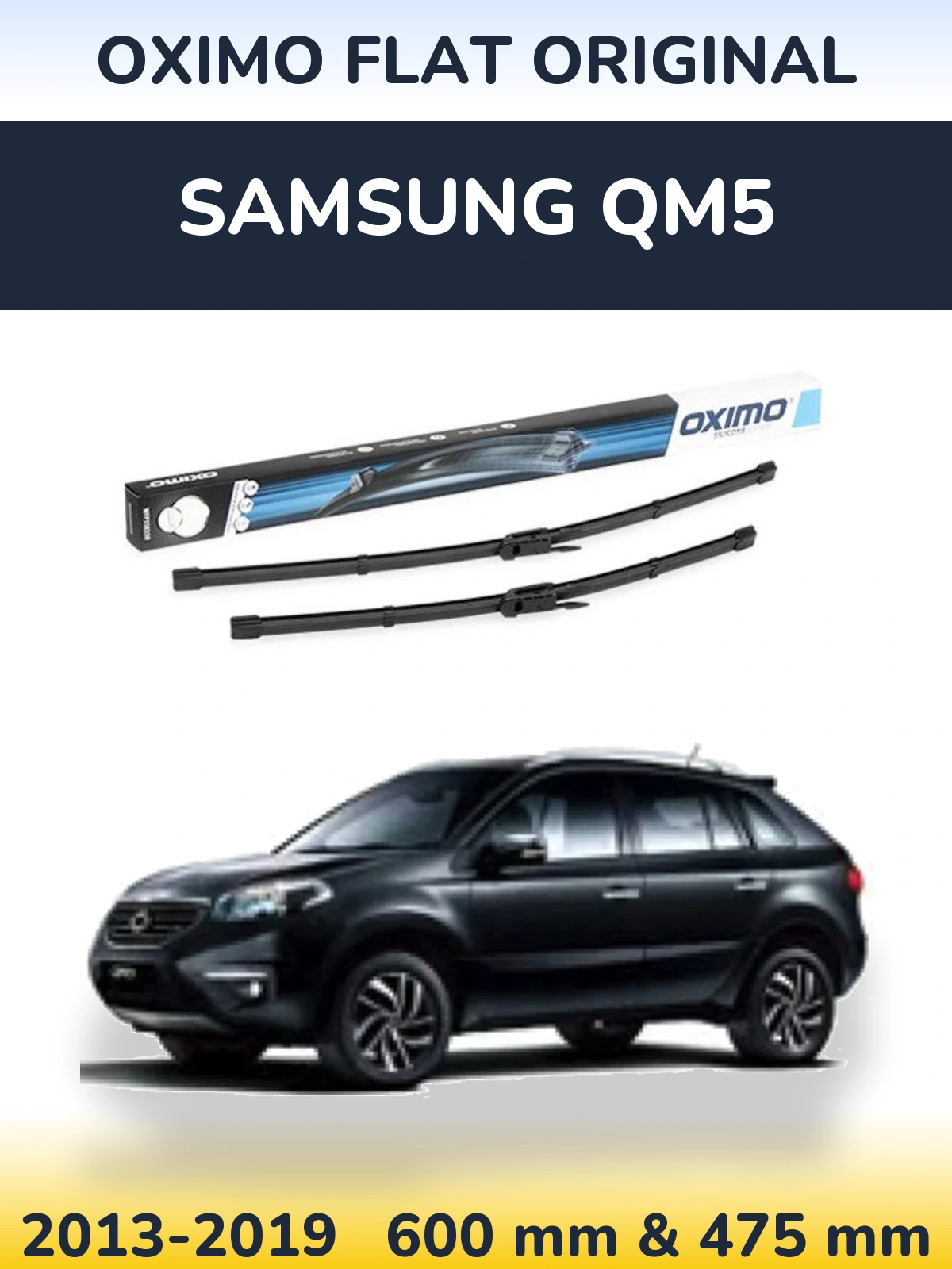 Sada předních stěračů Oximo Flat Original 600 a 475 mm pro Samsung QM5 2013-2019