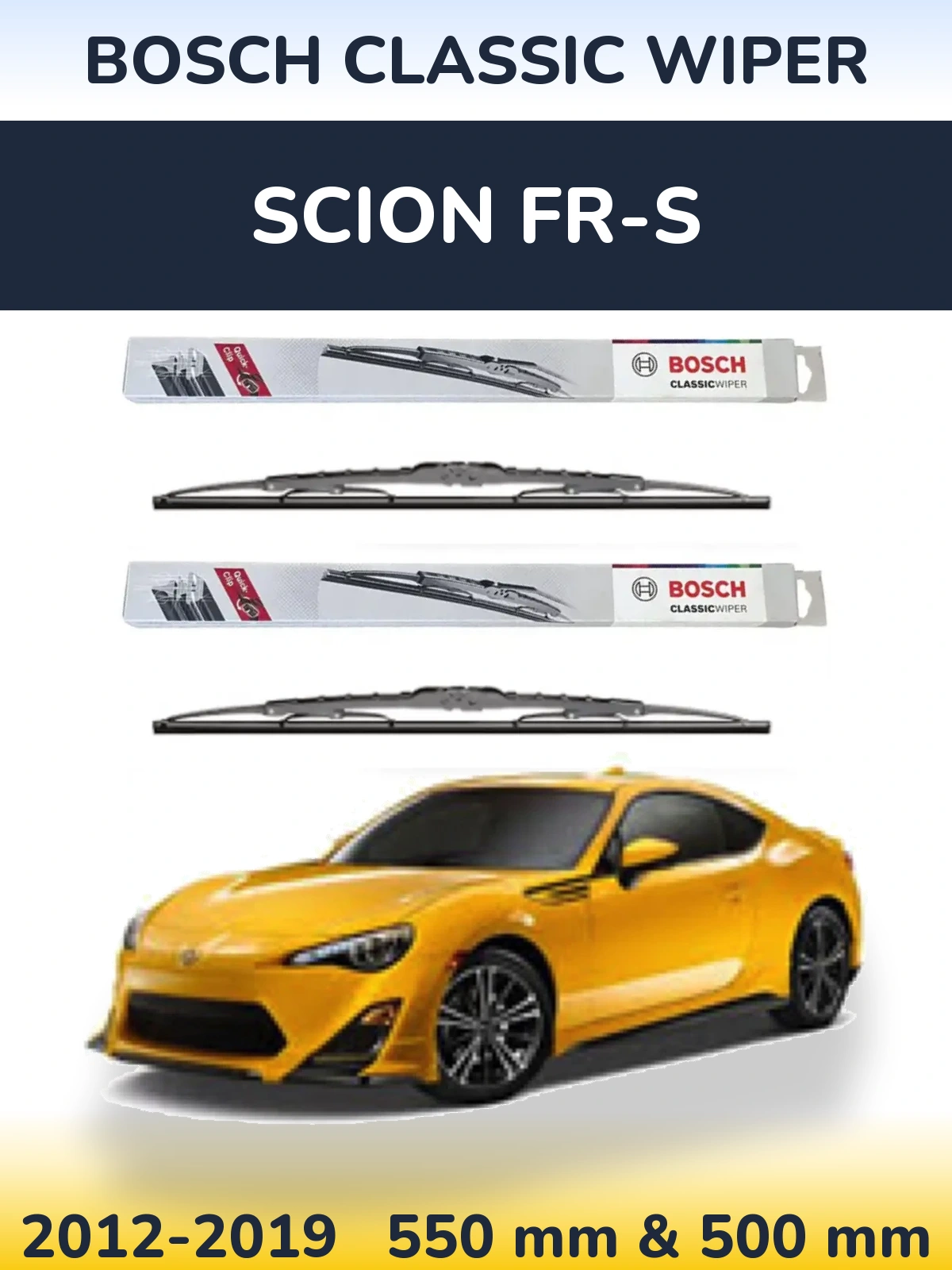 Sada předních stěračů BOSCH Classic Wiper 550 a 500 mm pro Scion FR-S 2012-2019