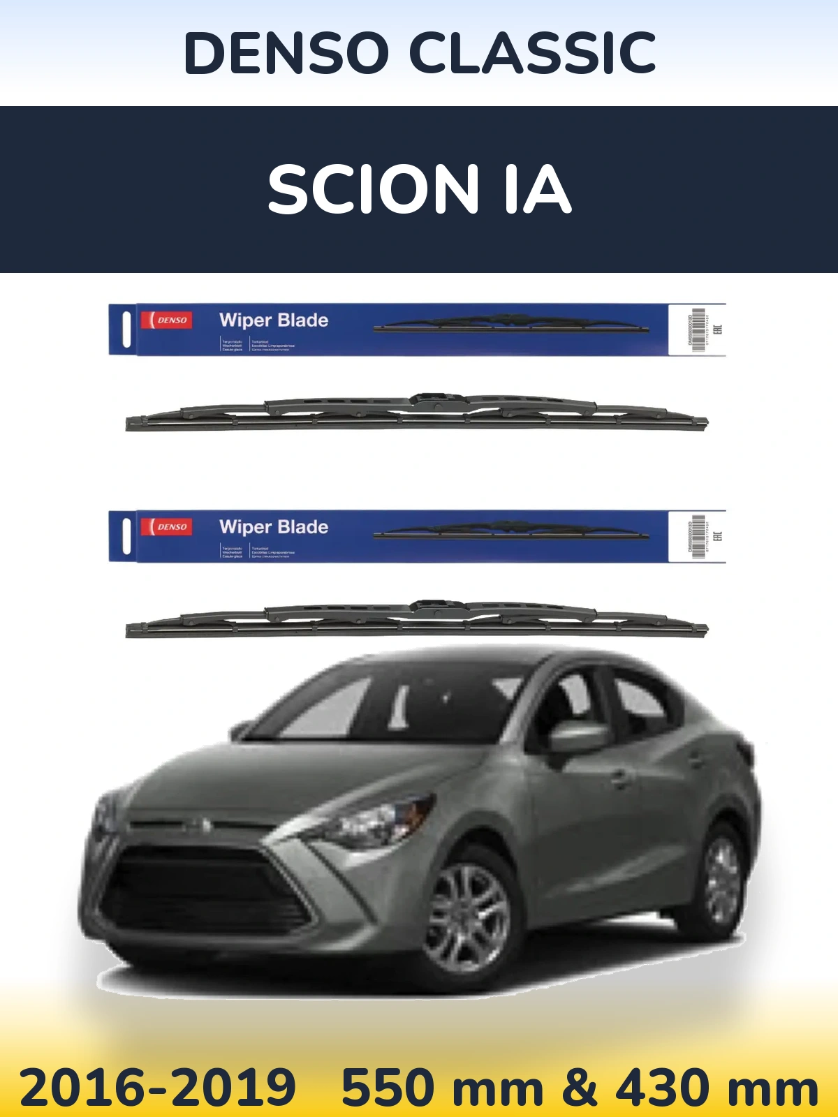 Sada předních stěračů Denso Classic 550 a 430 mm pro Scion iA 2016-2019
