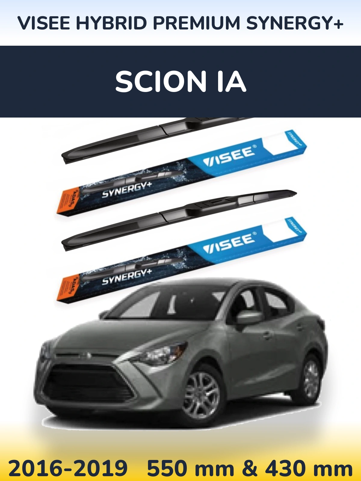 Sada předních stěračů VISEE HYBRID PREMIUM SYNERGY+ 550 a 430 mm pro Scion iA 2016-2019