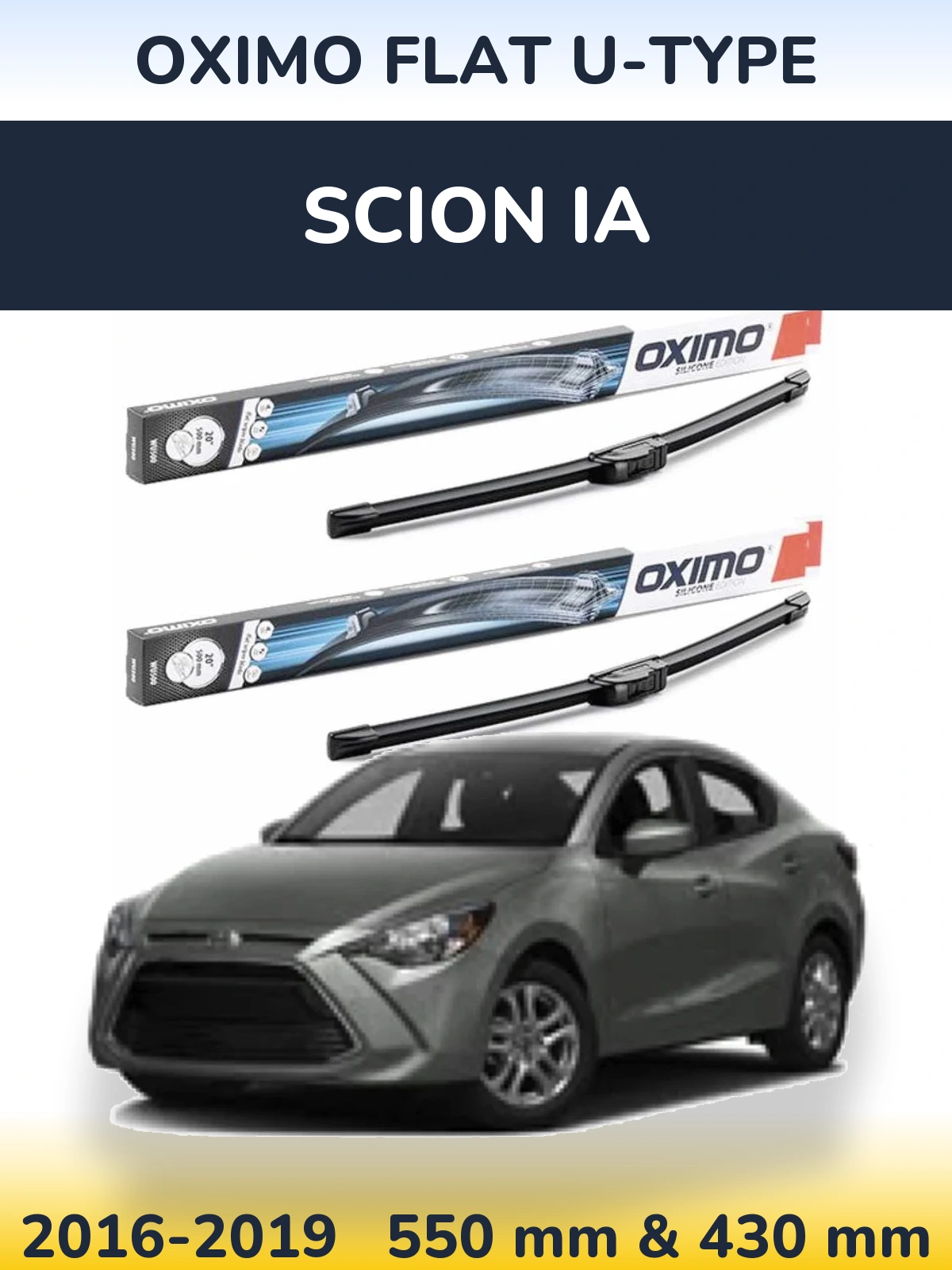 Sada předních stěračů Oximo Flat U-type 550 a 430 mm pro Scion iA 2016-2019