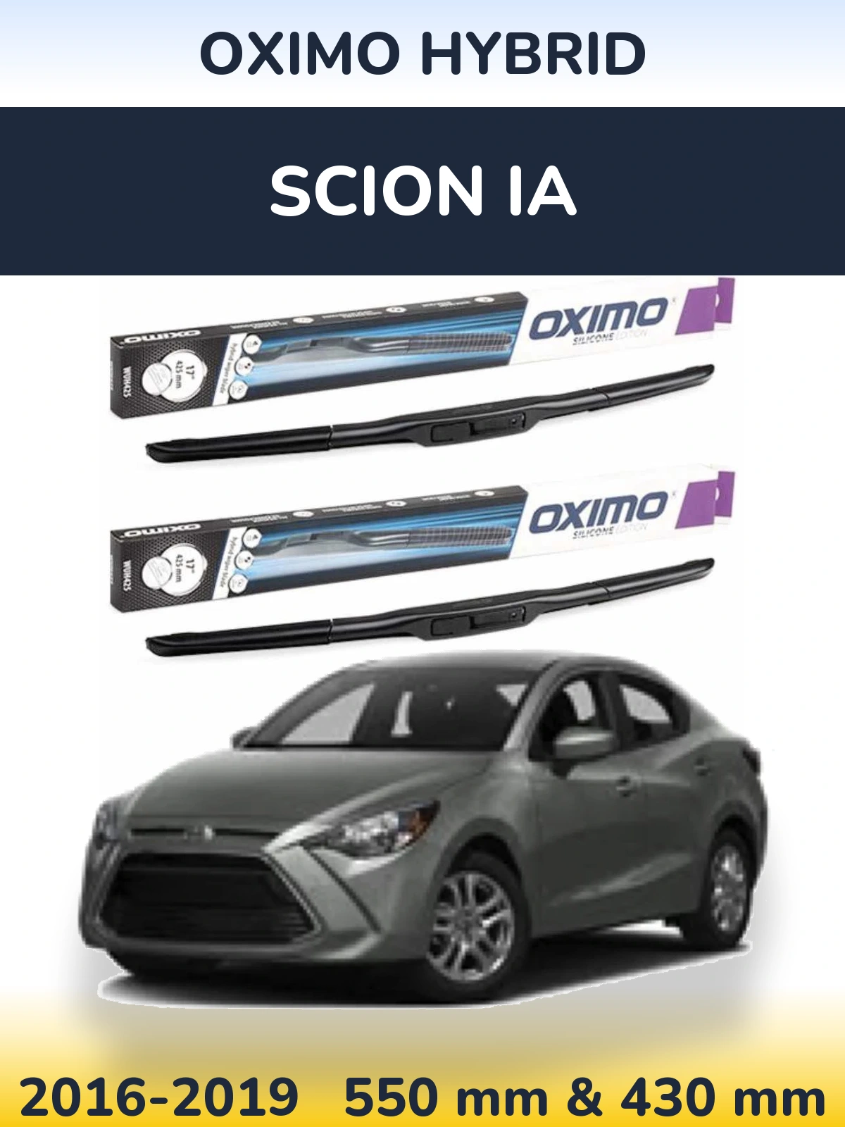 Sada předních stěračů Oximo Hybrid 550 a 430 mm pro Scion iA 2016-2019