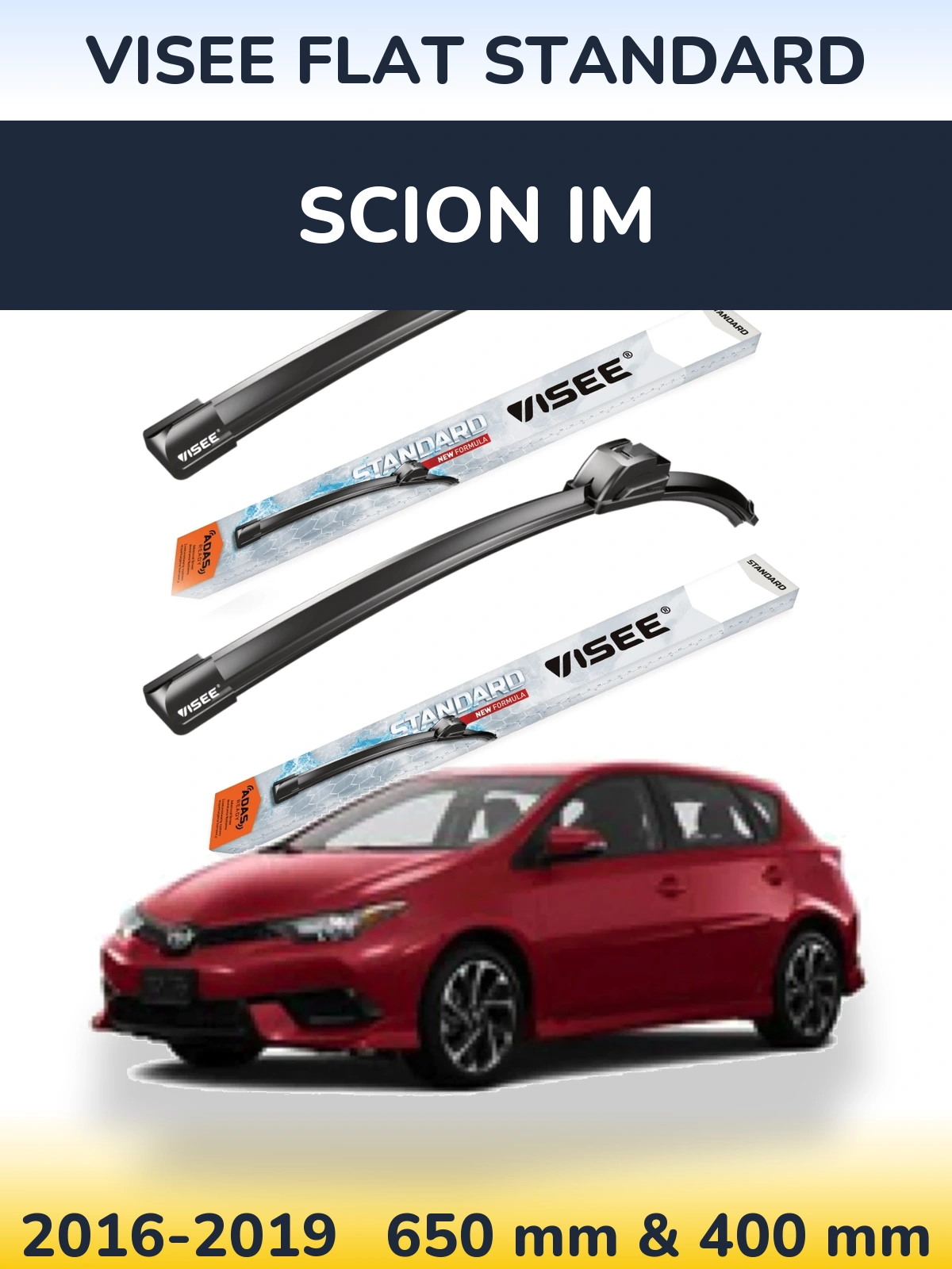 Sada předních stěračů VISEE FLAT STANDARD 650 a 400 mm pro Scion iM 2016-2019