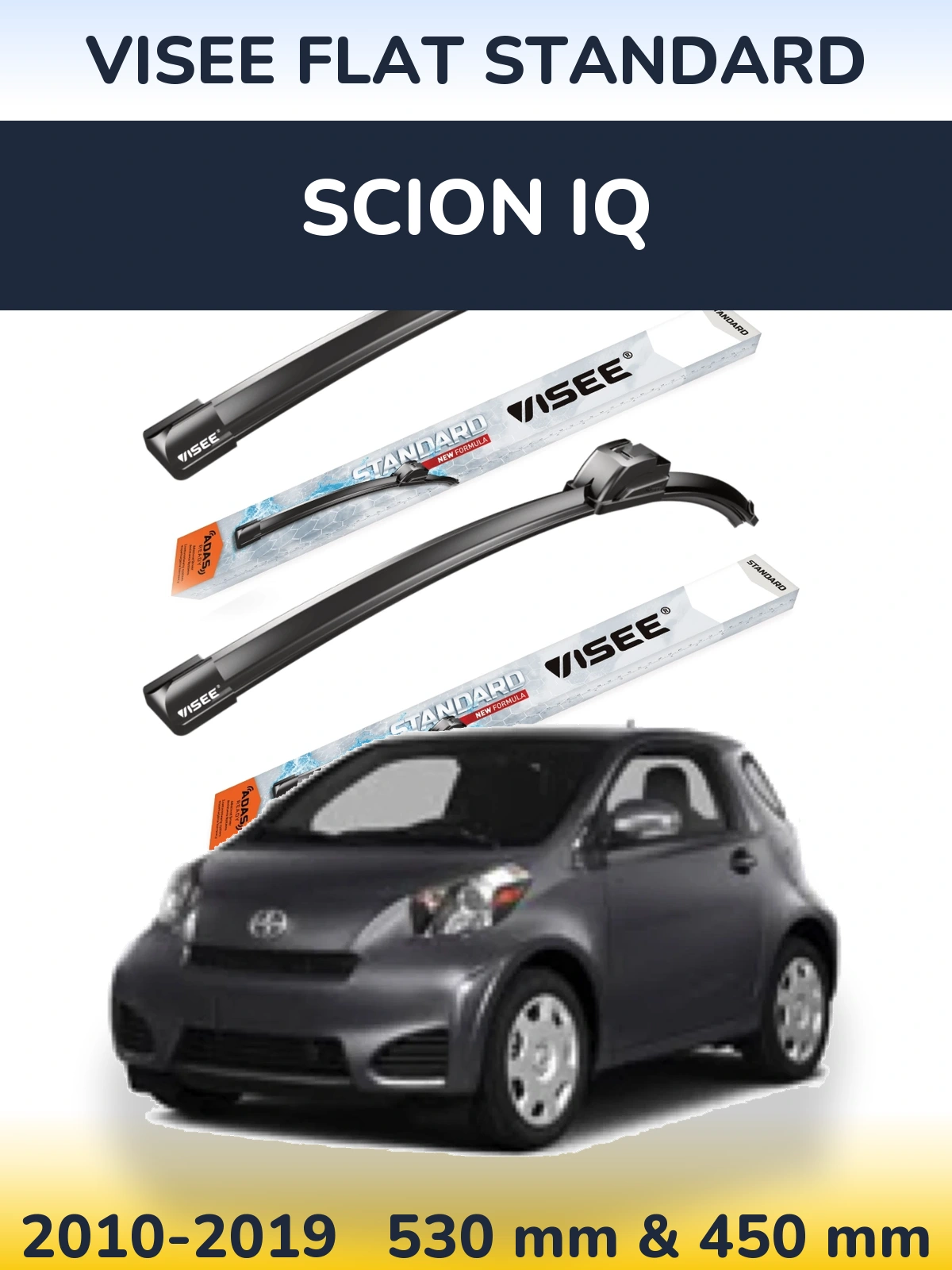 Sada předních stěračů VISEE FLAT STANDARD 530 a 450 mm pro Scion iQ 2010-2019