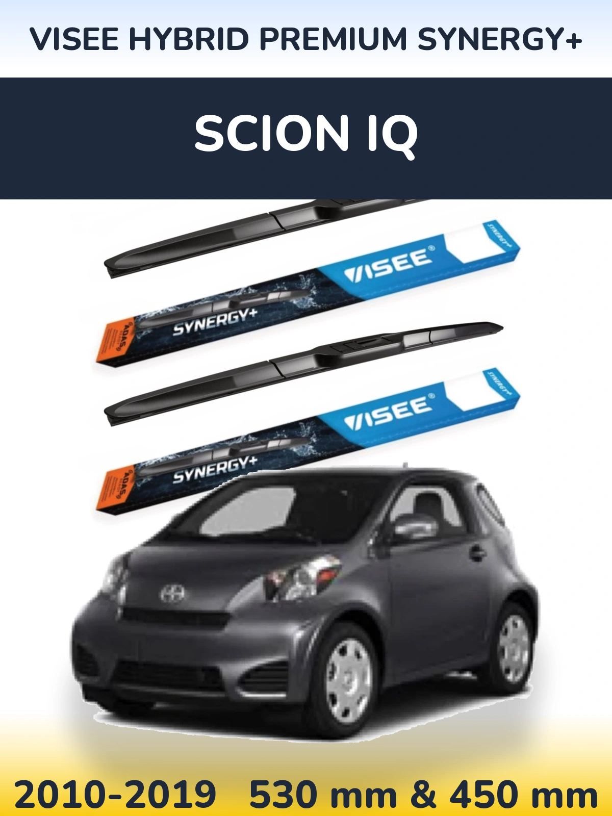 Sada předních stěračů VISEE HYBRID PREMIUM SYNERGY+ 530 a 450 mm pro Scion iQ 2010-2019