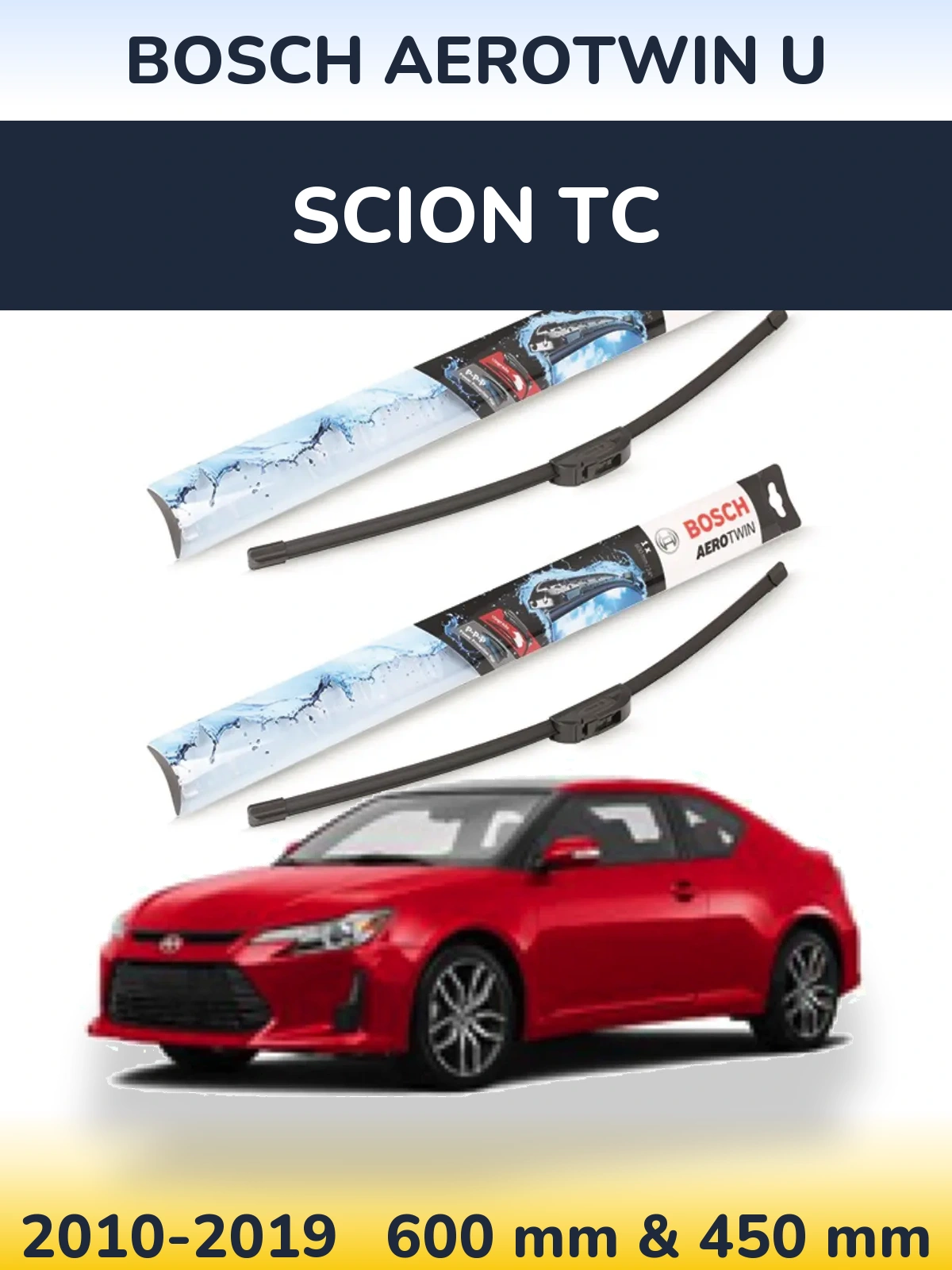 Комплект передніх щіток BOSCH AeroTwin U 600 & 450 мм для Scion tC 2010-2019
