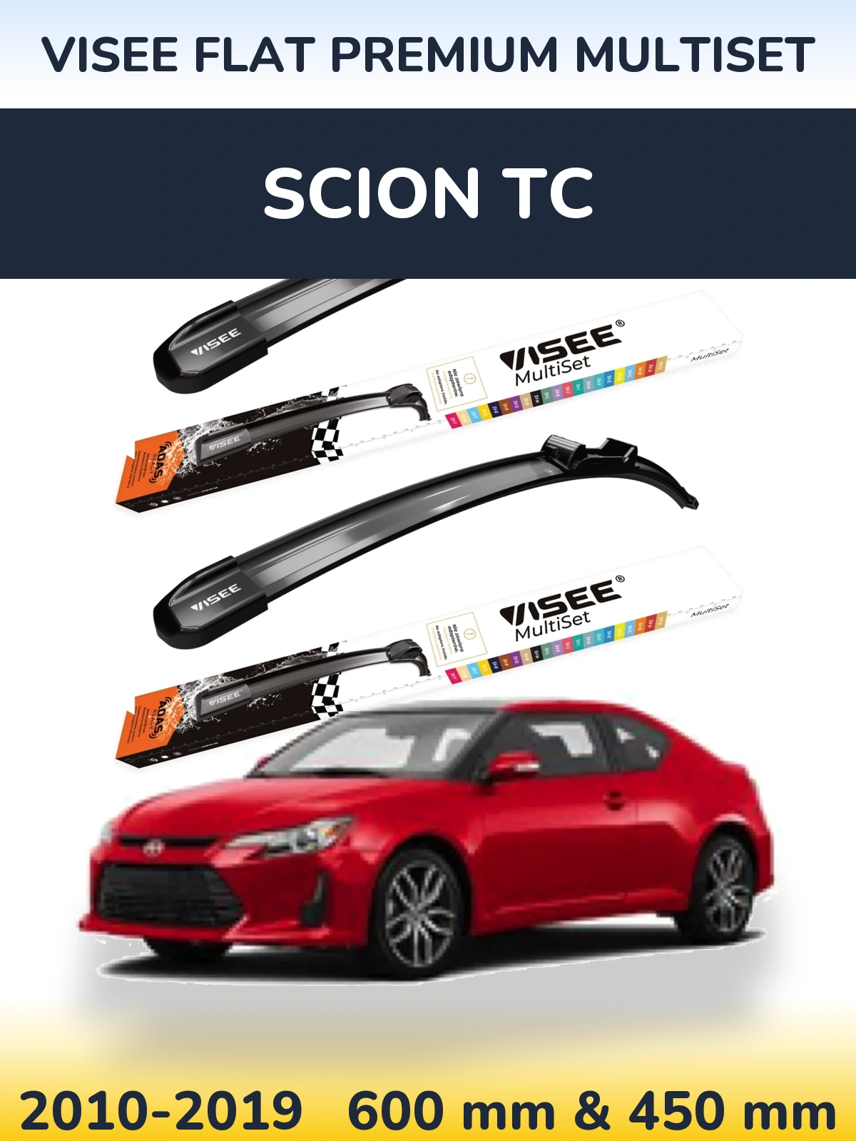 Sada předních stěračů VISEE FLAT PREMIUM MultiSet 600 a 450 mm pro Scion tC 2010-2019