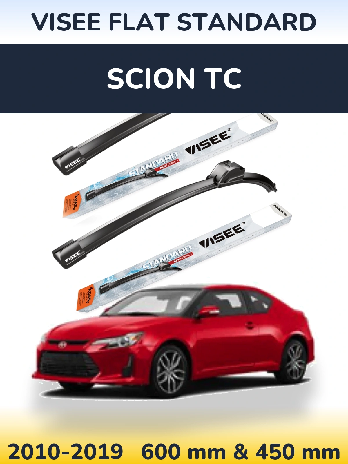 Sada předních stěračů VISEE FLAT STANDARD 600 a 450 mm pro Scion tC 2010-2019