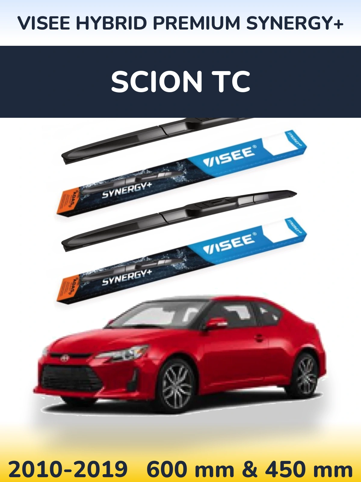 Sada předních stěračů VISEE HYBRID PREMIUM SYNERGY+ 600 a 450 mm pro Scion tC 2010-2019