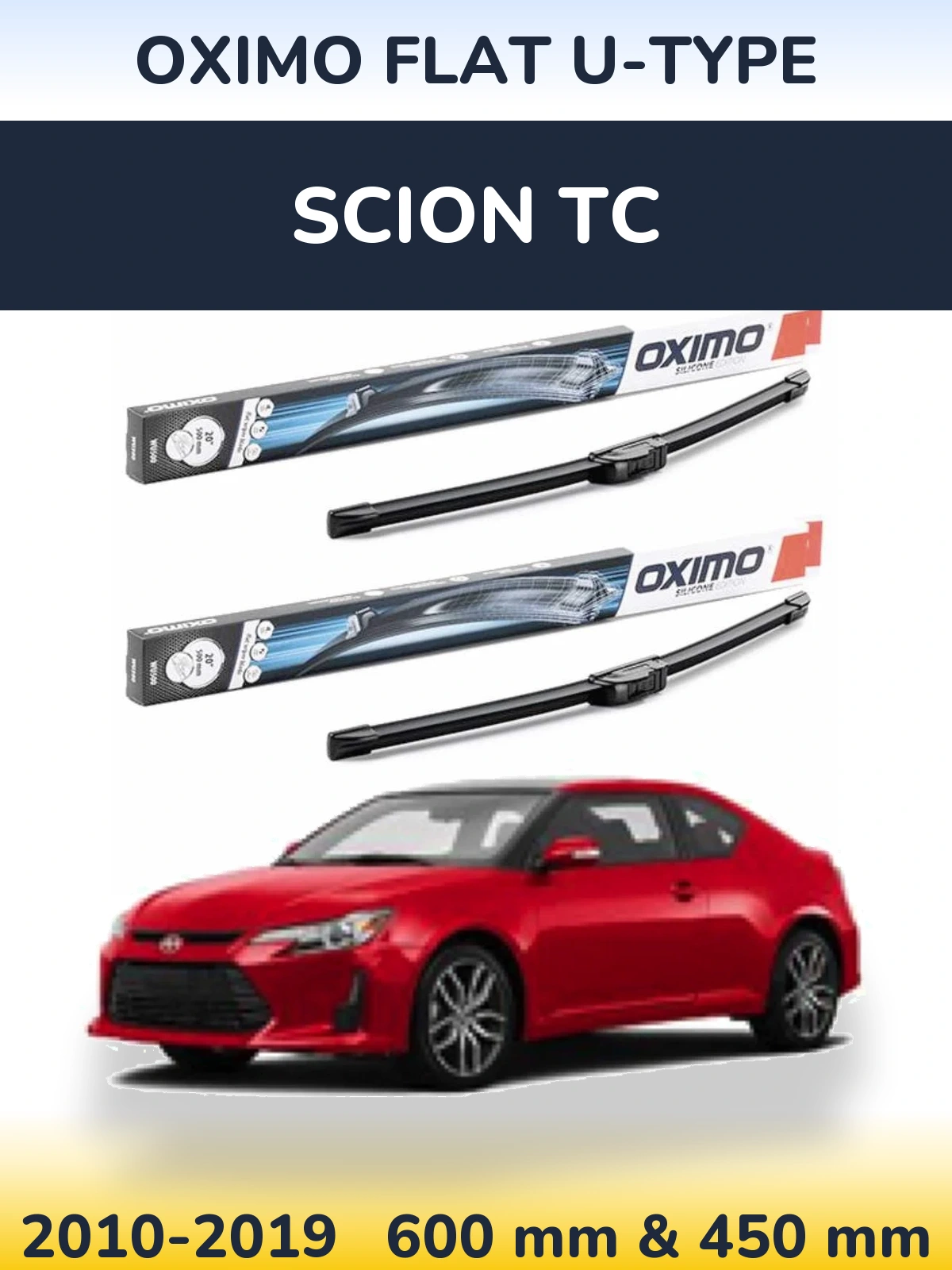 Sada předních stěračů Oximo Flat U-type 600 a 450 mm pro Scion tC 2010-2019