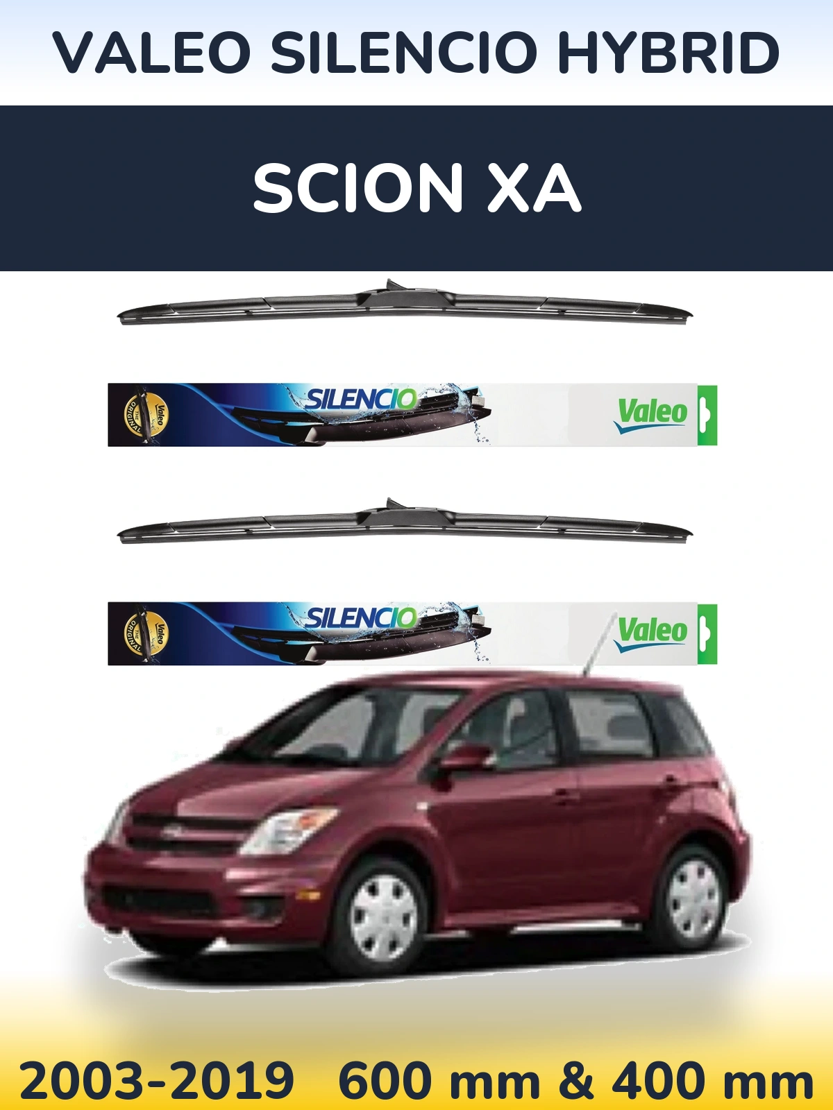 Комплект передніх щіток Valeo Silencio Hybrid 600 & 400 мм для Scion xA 2003-2019