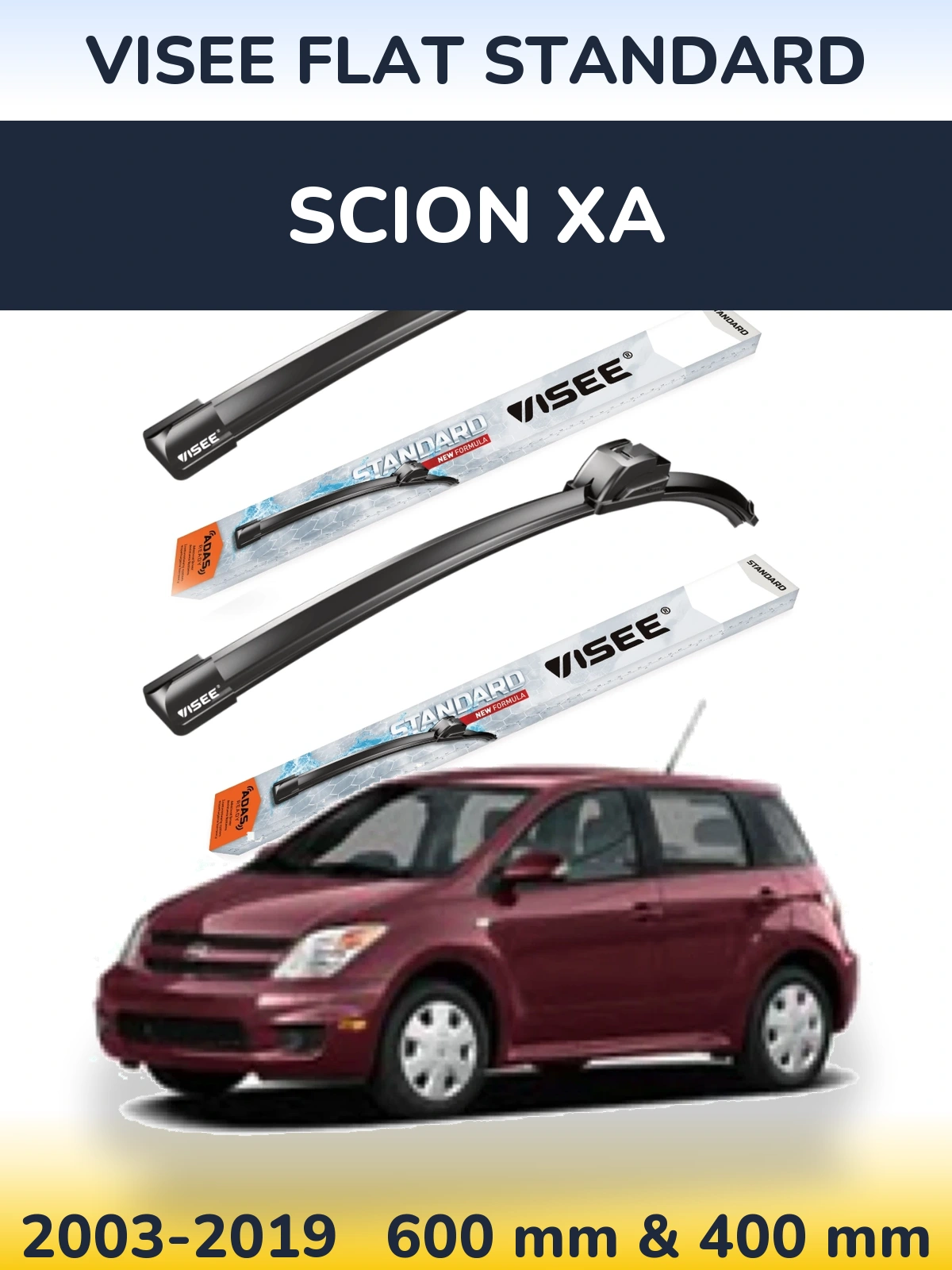 Комплект передніх щіток VISEE FLAT STANDARD 600 & 400 мм для Scion xA 2003-2019