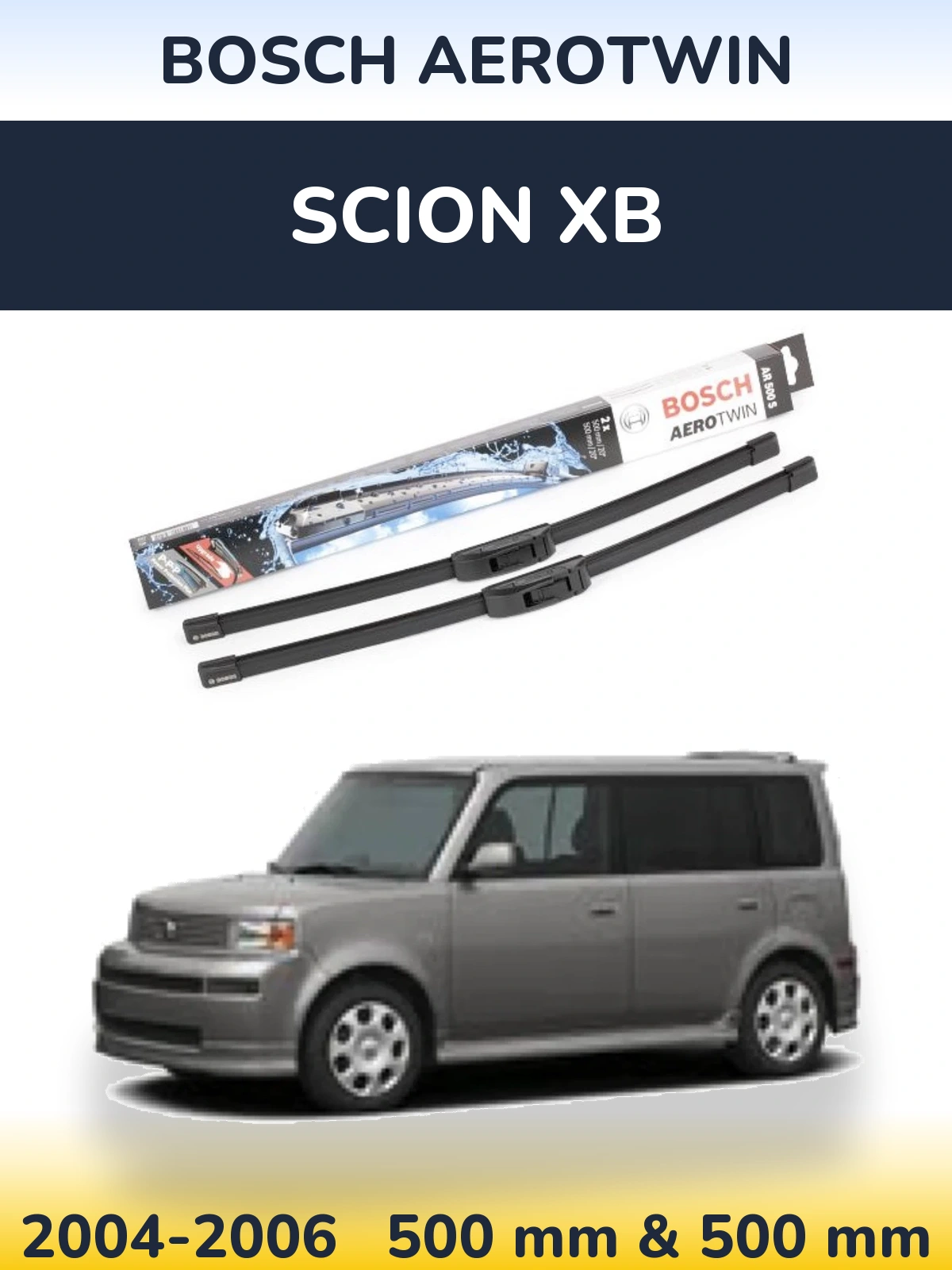 Sada předních stěračů BOSCH AeroTwin 500 a 500 mm pro Scion xB 2004-2006