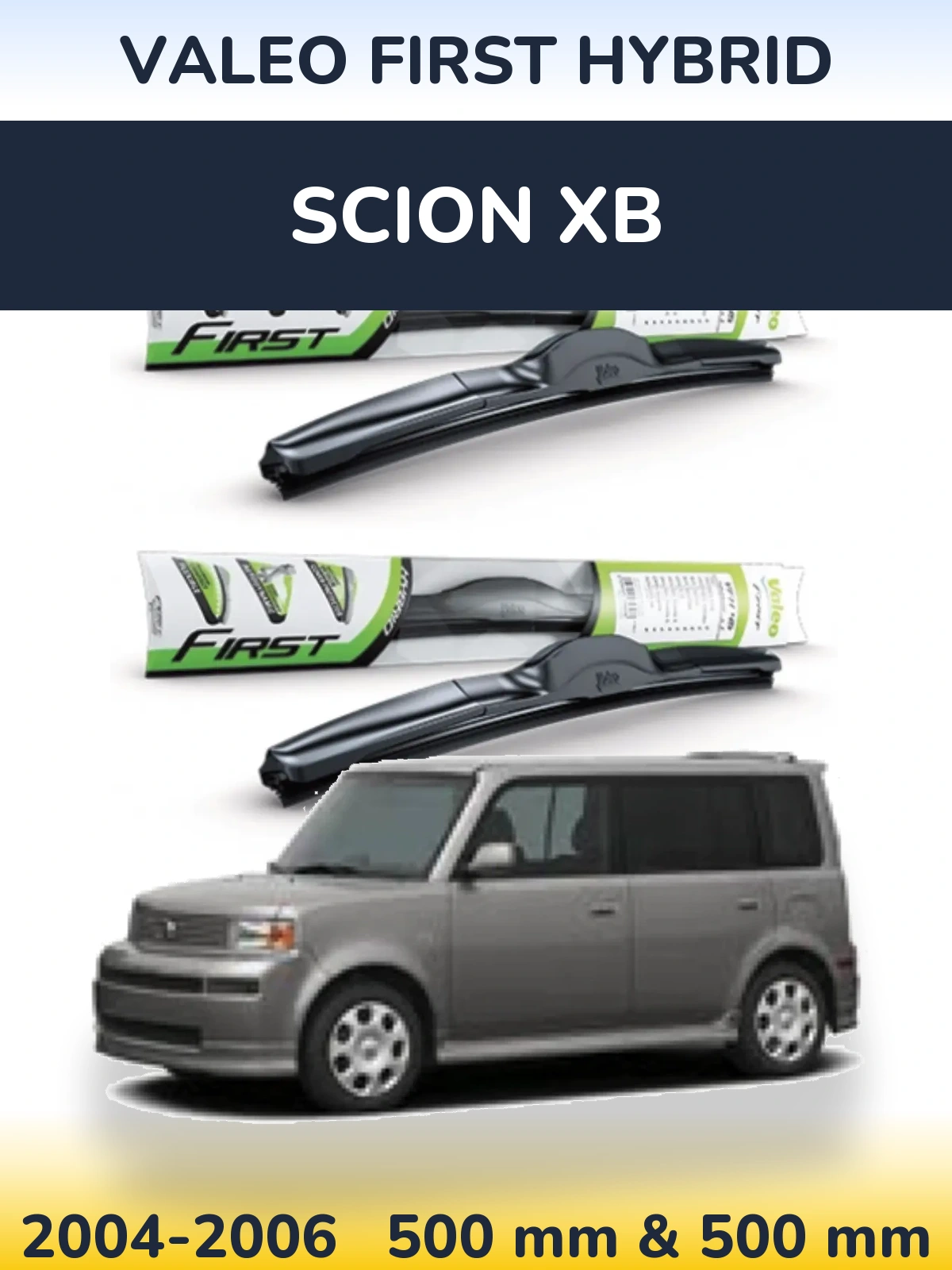 Sada předních stěračů Valeo First Hybrid 500 a 500 mm pro Scion xB 2004-2006