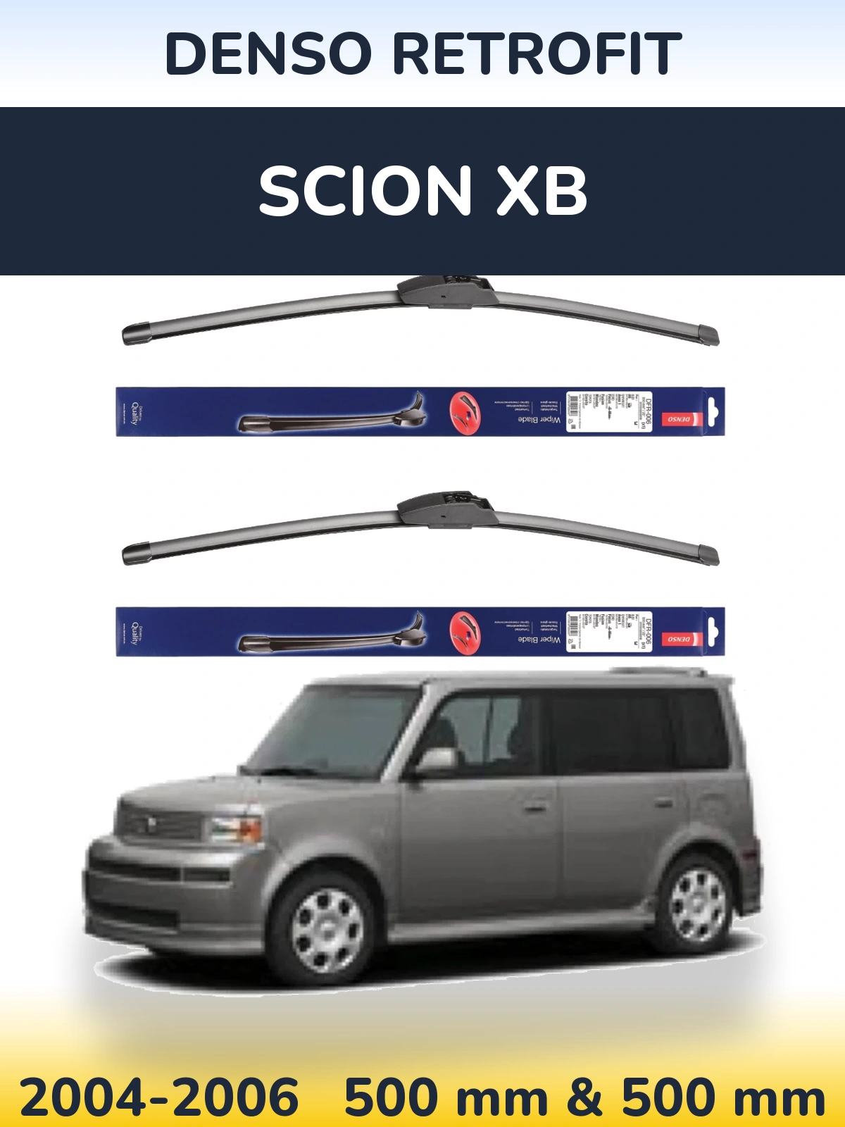 Sada předních stěračů Denso Retrofit 500 a 500 mm pro Scion xB 2004-2006