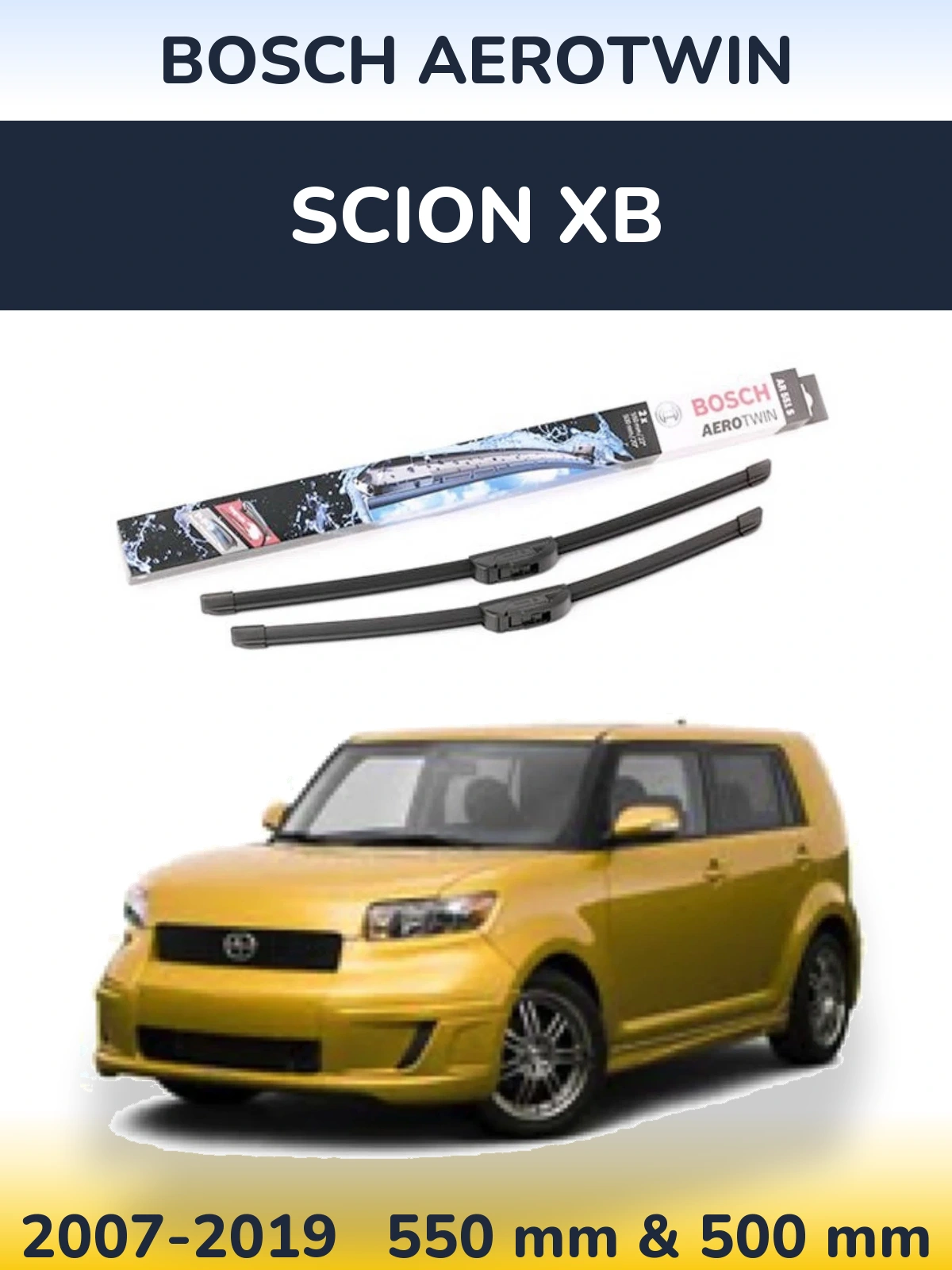 Sada předních stěračů BOSCH AeroTwin 550 a 500 mm pro Scion xB 2007-2019