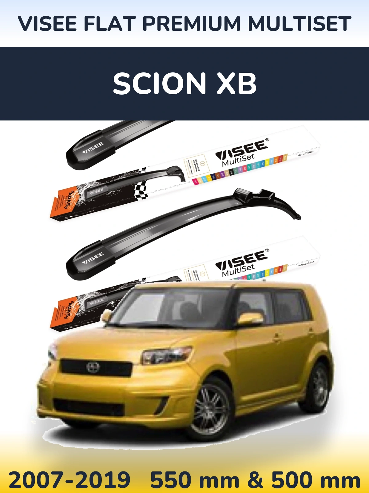 Sada předních stěračů VISEE FLAT PREMIUM MultiSet 550 a 500 mm pro Scion xB 2007-2019