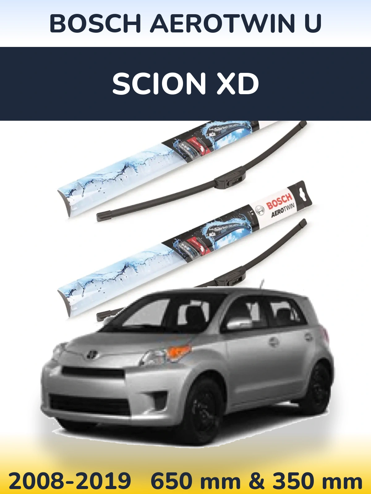 Sada předních stěračů BOSCH AeroTwin U 650 a 350 mm pro Scion xD 2008-2019