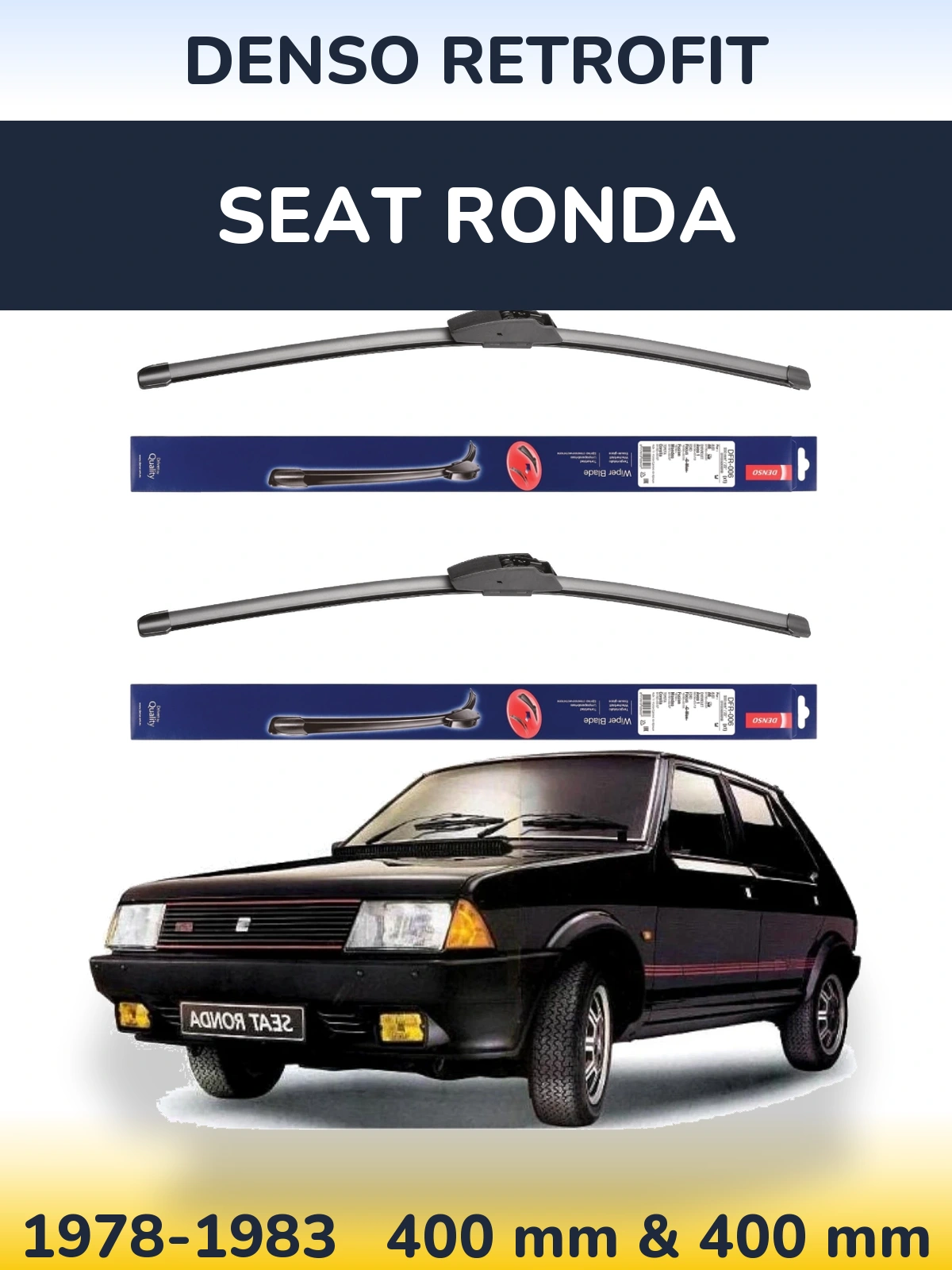 Sada předních stěračů Denso Retrofit 400 a 400 mm pro SEAT Ronda 1978-1983