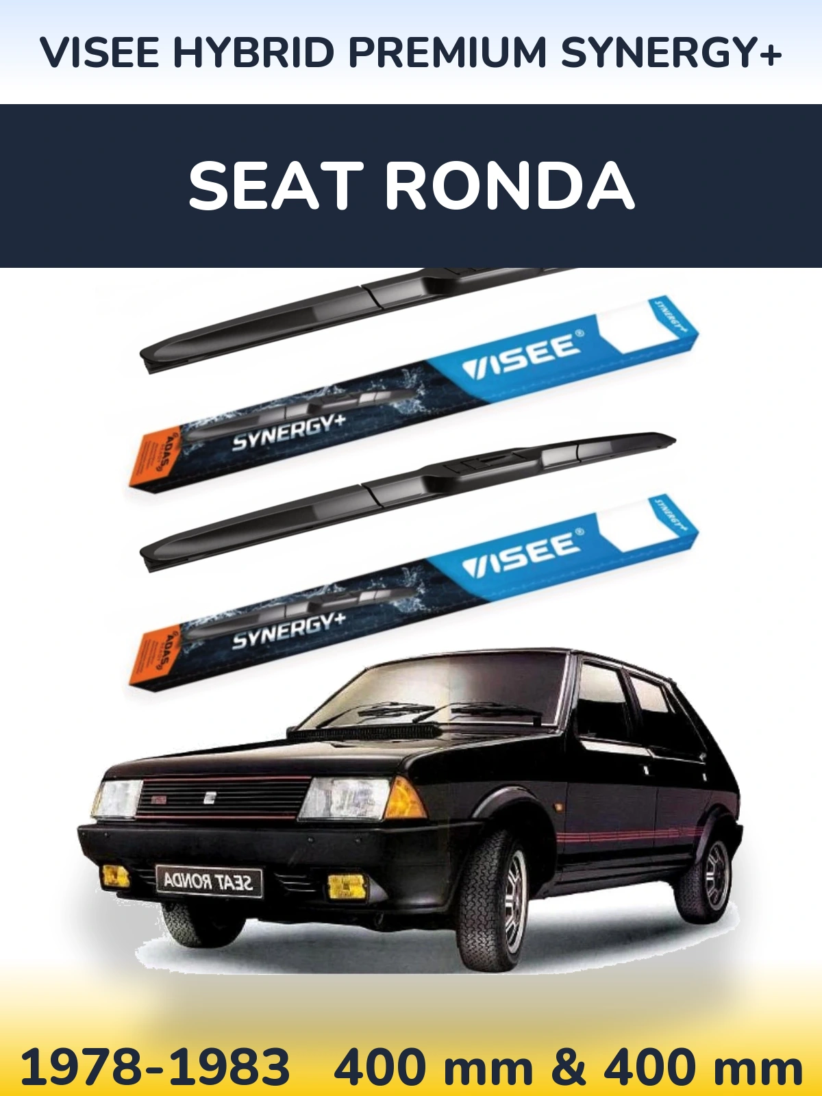 Sada předních stěračů VISEE HYBRID PREMIUM SYNERGY+ 400 a 400 mm pro SEAT Ronda 1978-1983