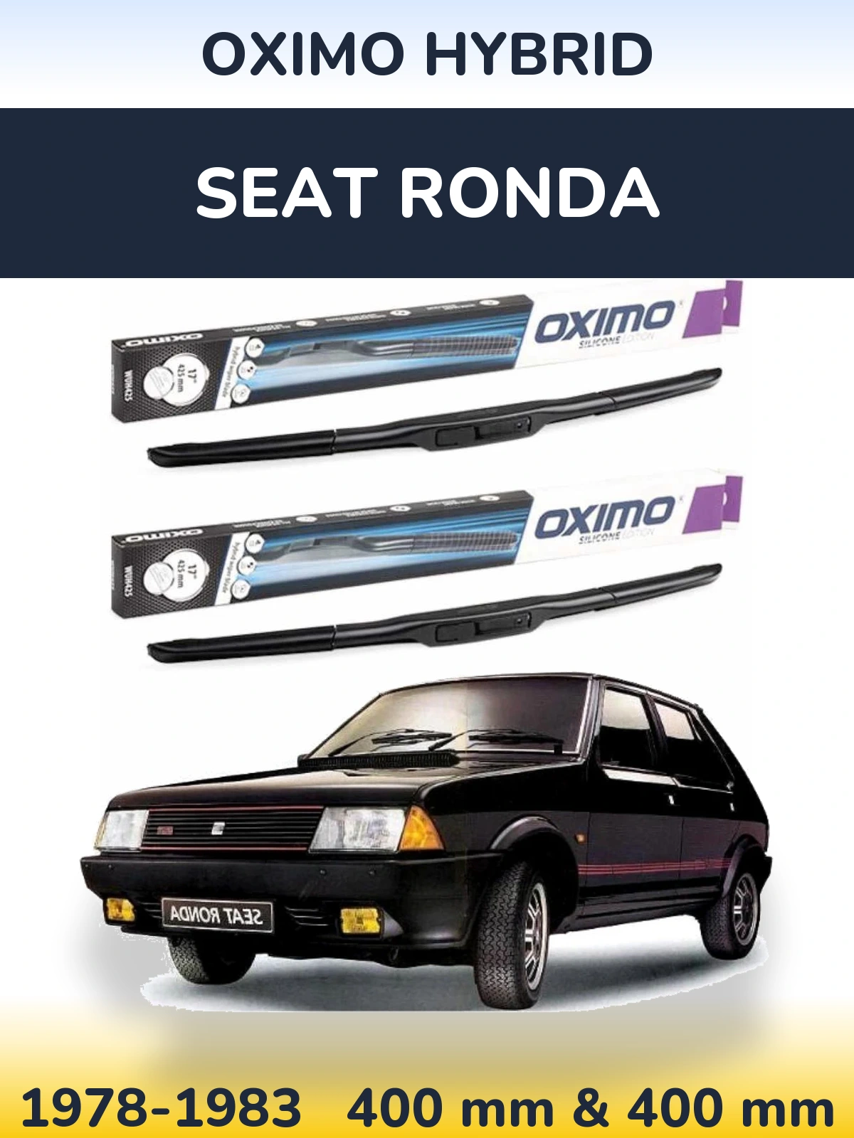 Sada předních stěračů Oximo Hybrid 400 a 400 mm pro SEAT Ronda 1978-1983