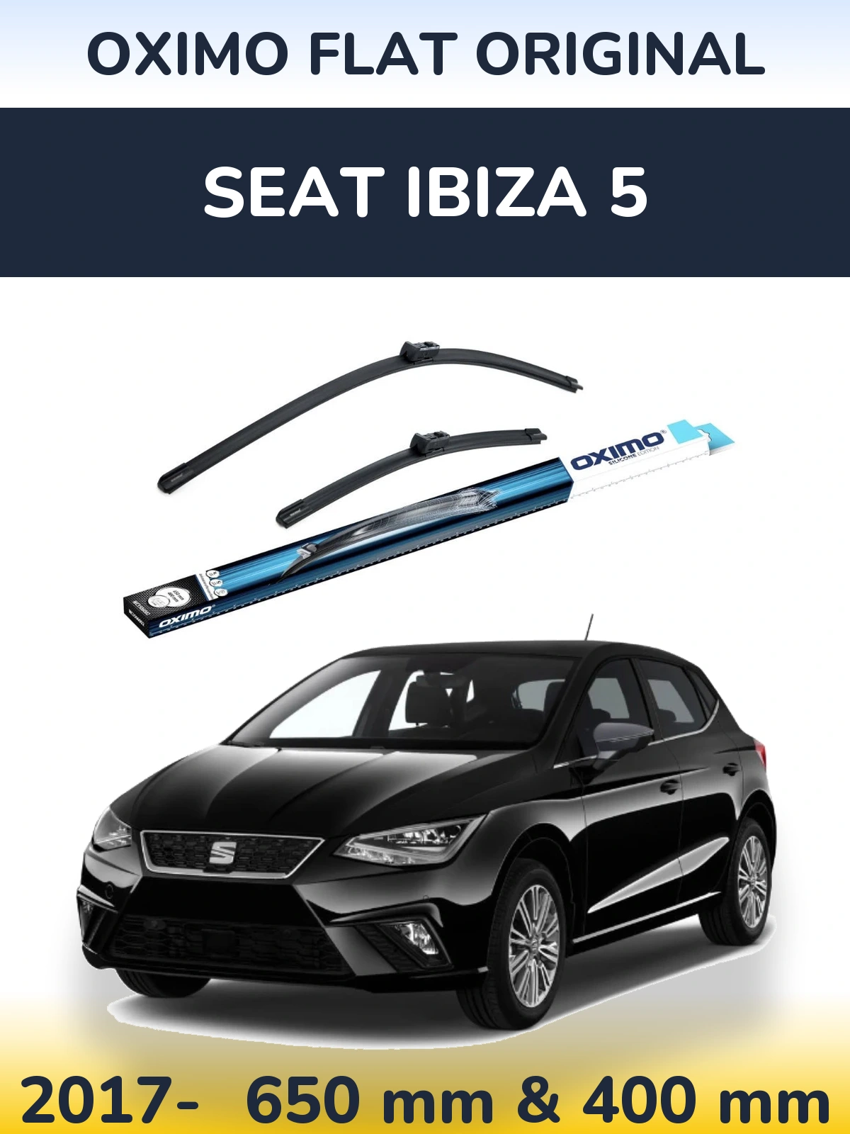 Sada předních stěračů Oximo Flat Original 650 a 400 mm pro SEAT Ibiza 5 2017-2026