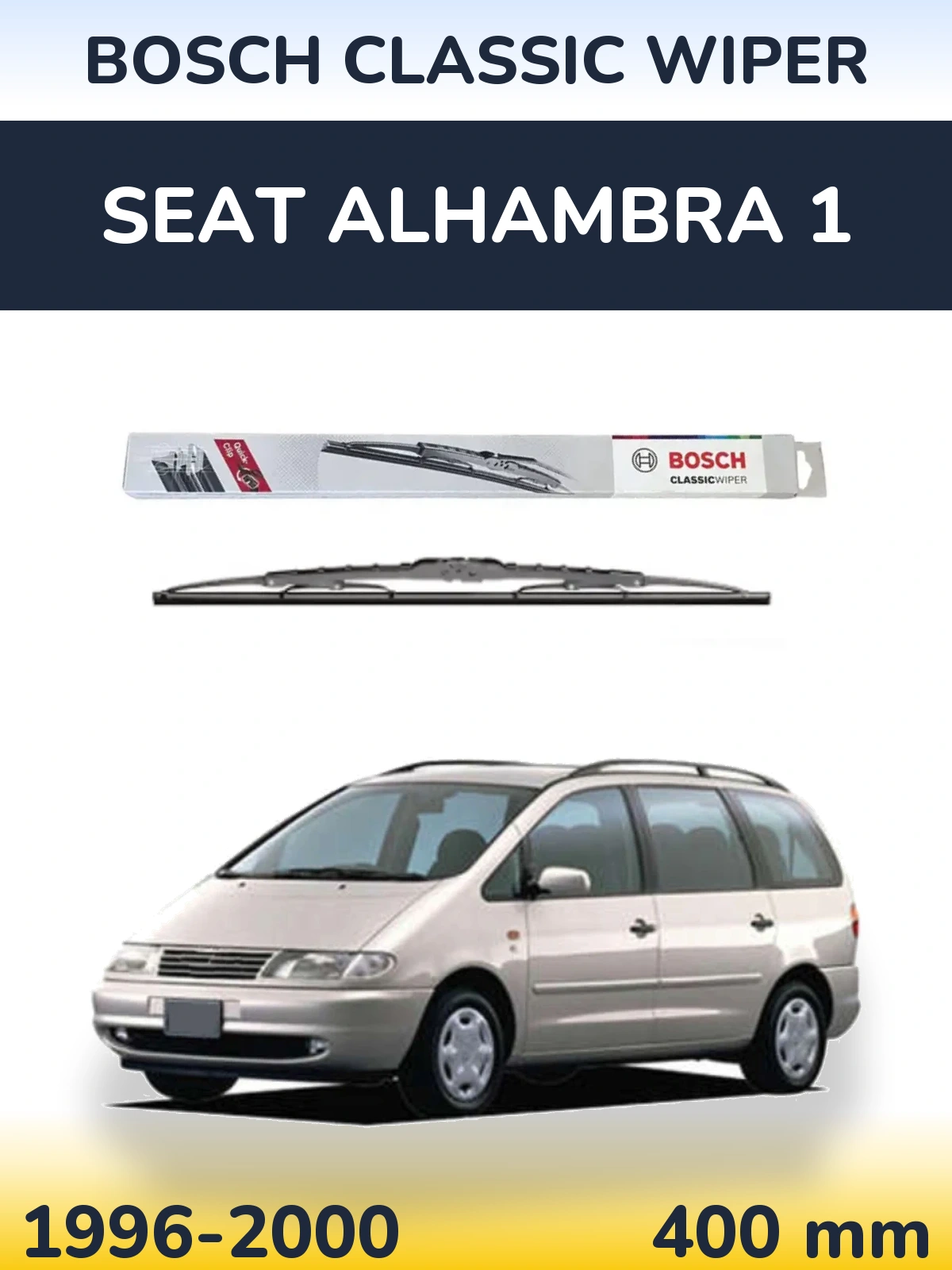 Zadní stěrač BOSCH Classic Wiper 400 mm pro SEAT Alhambra 1 1996-2000