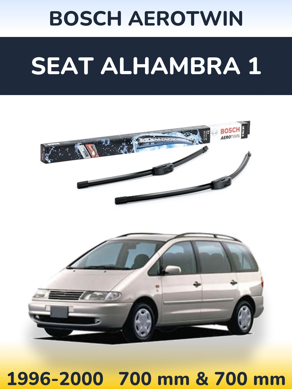 Sada předních stěračů BOSCH AeroTwin 700 a 600 mm pro SEAT Alhambra 1 1996-2000