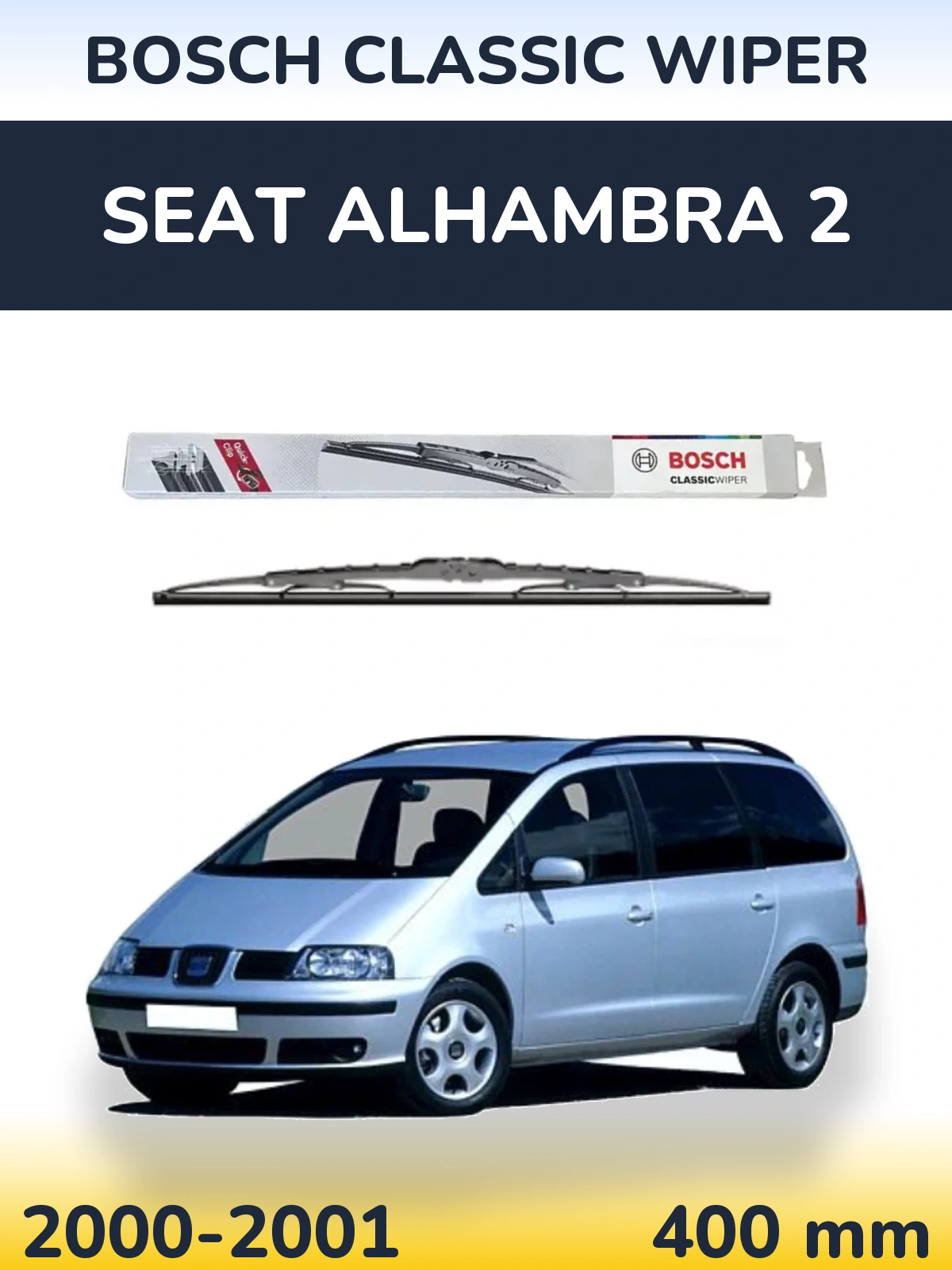 Zadní stěrač BOSCH Classic Wiper 400 mm pro SEAT Alhambra 2 2000-2001
