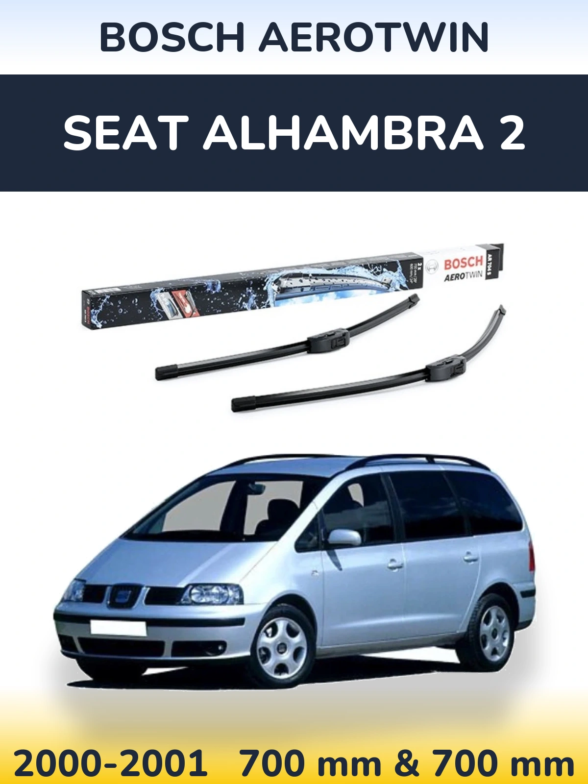 Комплект передніх щіток BOSCH AeroTwin 700 & 600 мм для SEAT Alhambra 2 2000-2001