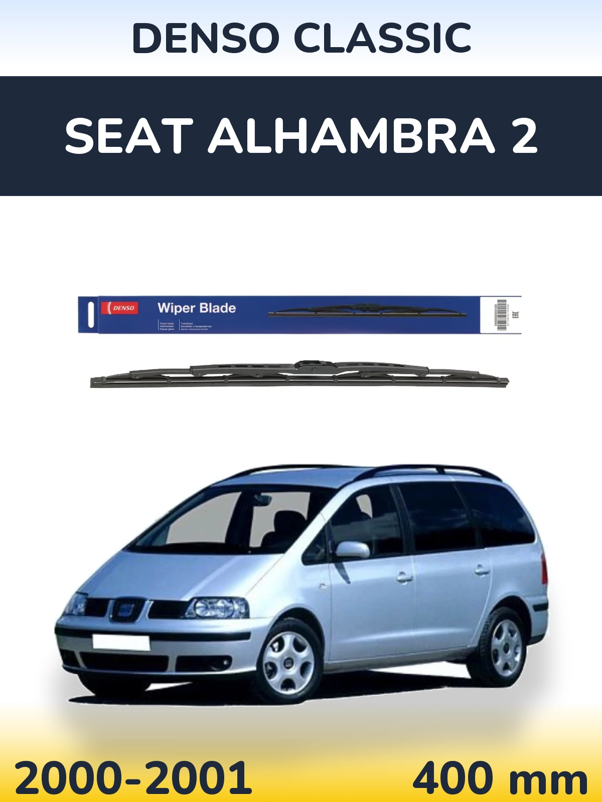 Zadní stěrač Denso Classic 400 mm pro SEAT Alhambra 2 2000-2001