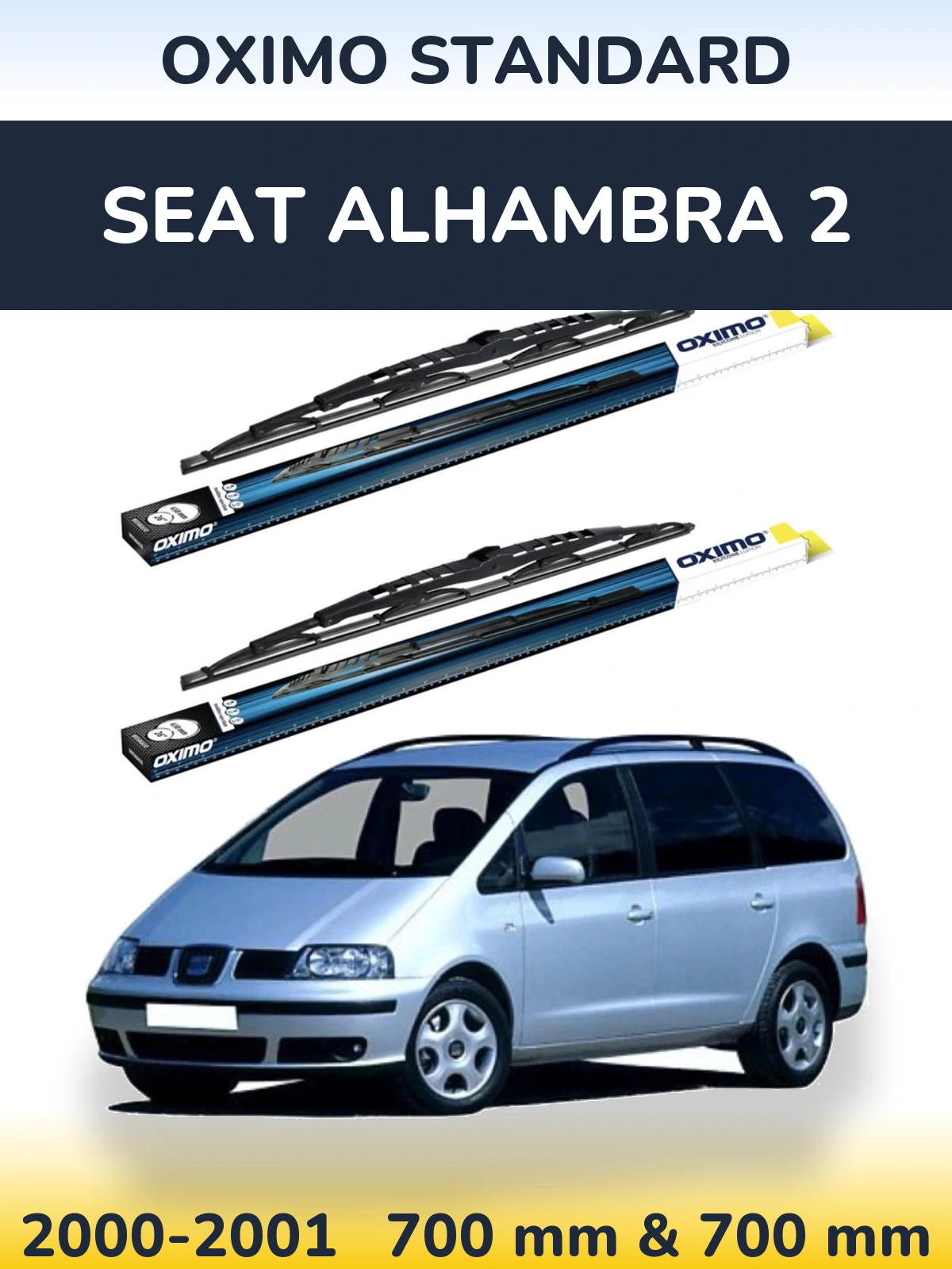 Sada předních stěračů Oximo Standard 700 a 700 mm pro SEAT Alhambra 2 2000-2001