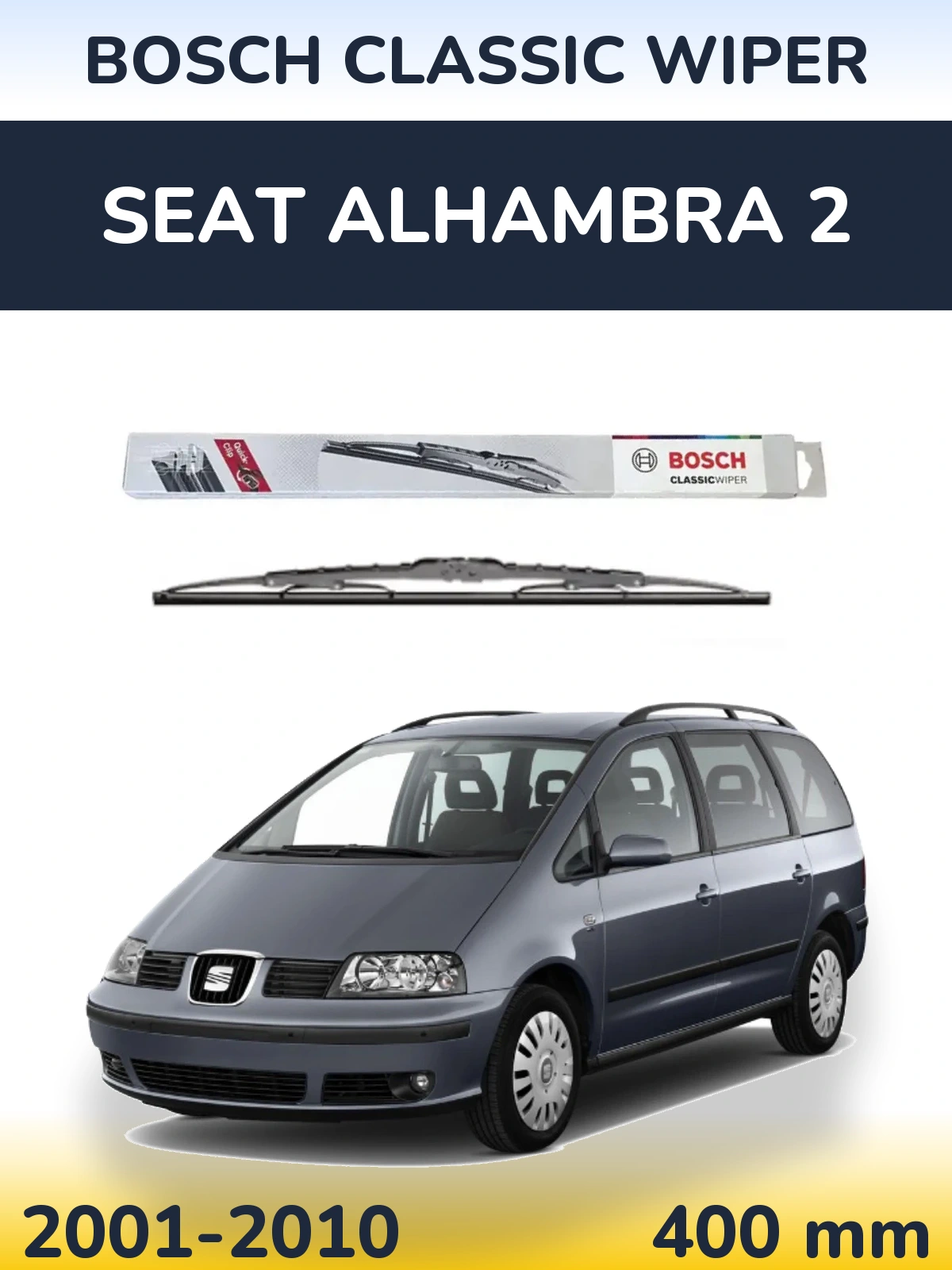Zadní stěrač BOSCH Classic Wiper 400 mm pro SEAT Alhambra 2 2001-2010
