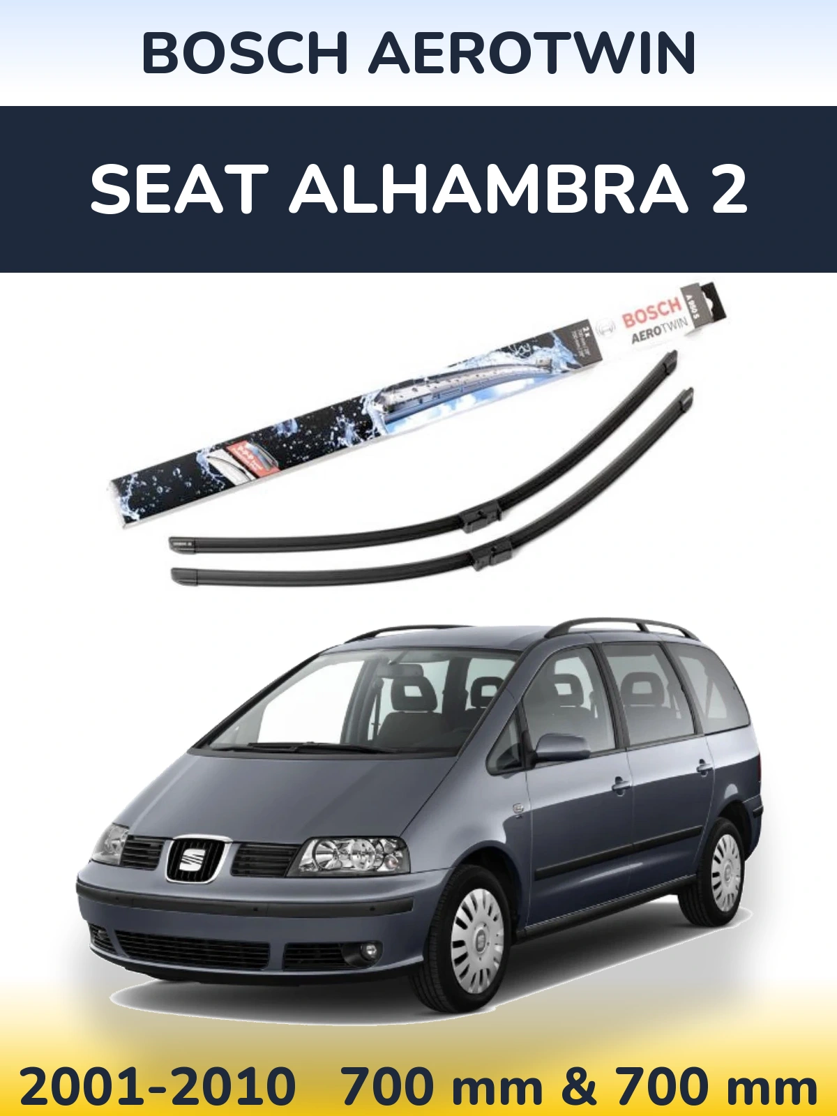 Sada předních stěračů BOSCH AeroTwin 700 a 700 mm pro SEAT Alhambra 2 2001-2010