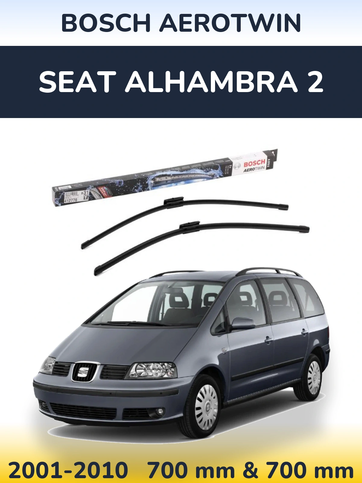 Sada předních stěračů BOSCH AeroTwin 700 a 700 mm pro SEAT Alhambra 2 2001-2010