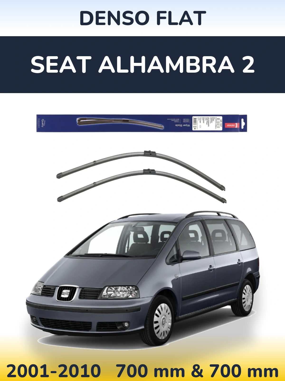Sada předních stěračů Denso Flat 700 a 700 mm pro SEAT Alhambra 2 2001-2010