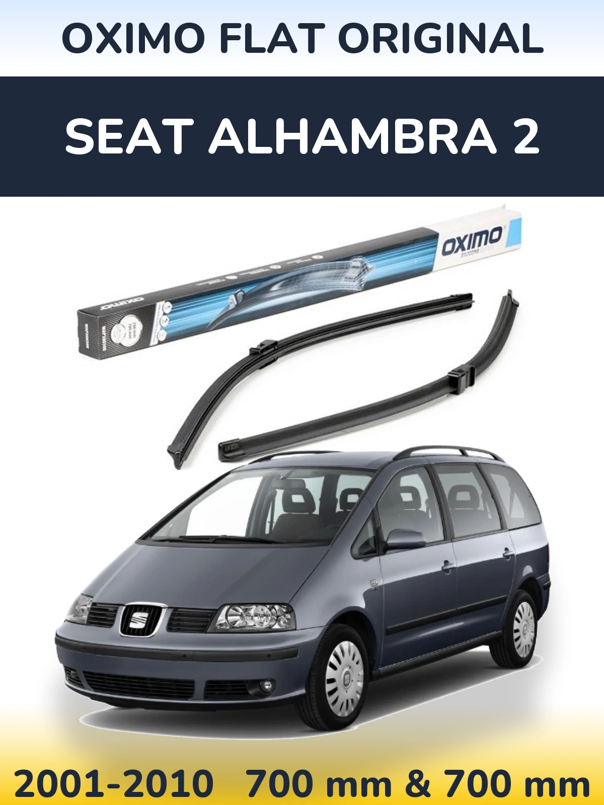 Sada předních stěračů Oximo Flat Original 700 a 700 mm pro SEAT Alhambra 2 2001-2010