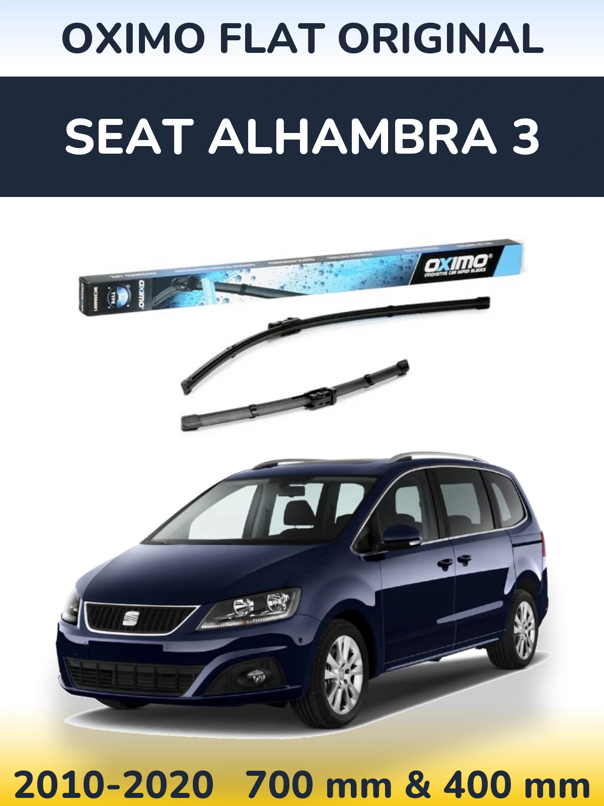Sada předních stěračů Oximo Flat Original 700 a 400 mm pro SEAT Alhambra 3 2010-2020