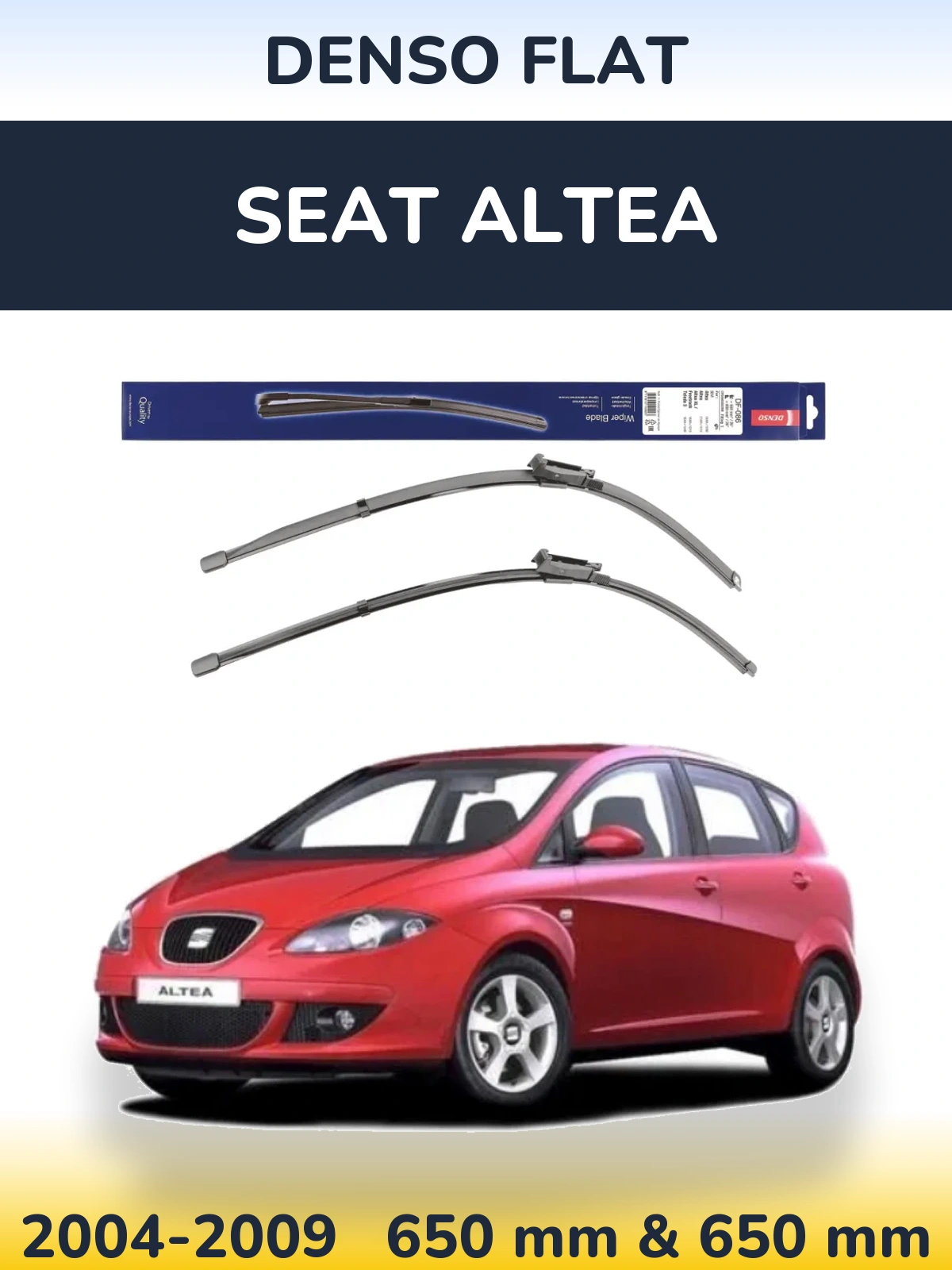 Sada předních stěračů Denso Flat 650 a 650 mm pro SEAT Altea 2004-2009