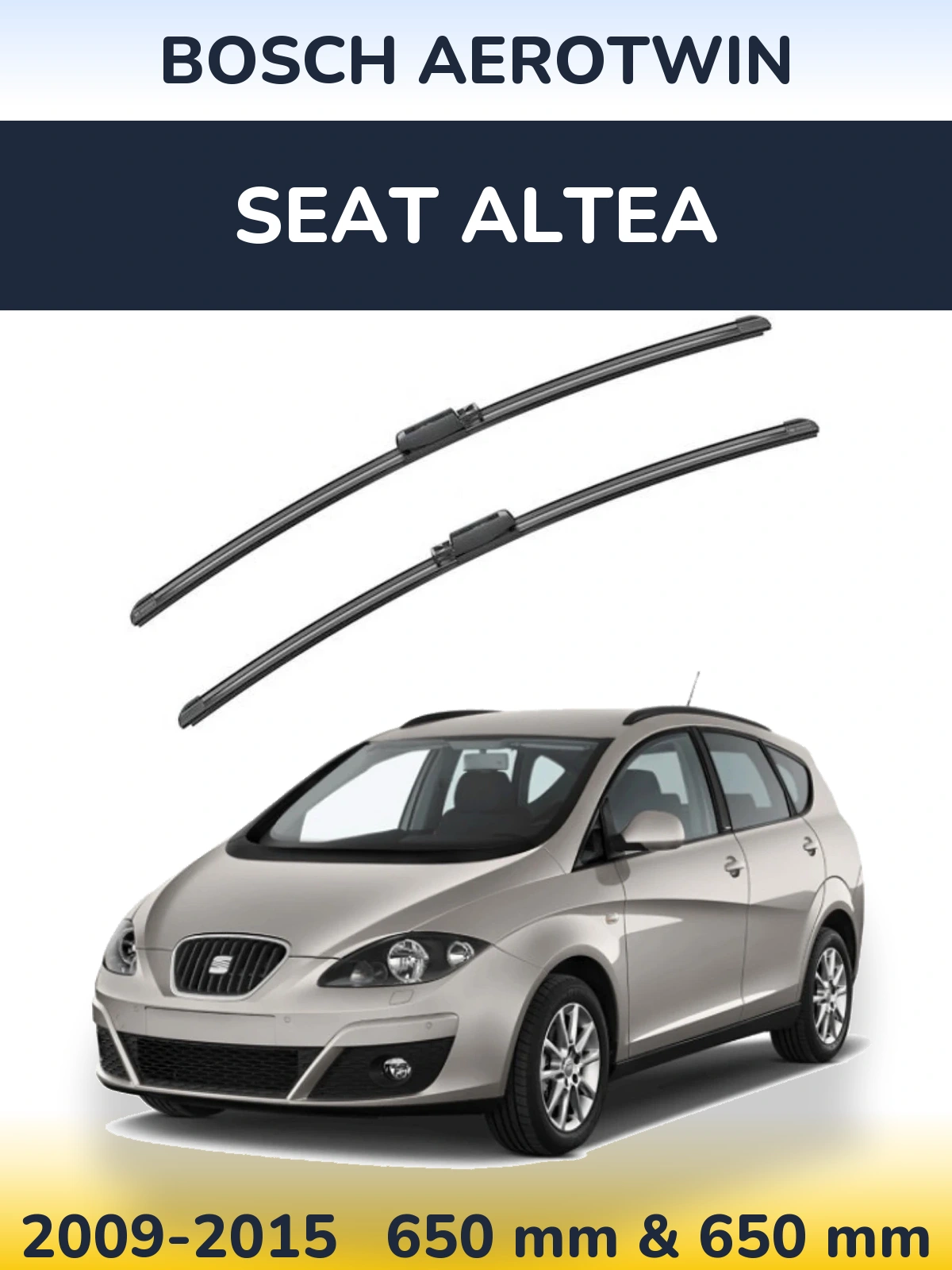 Sada předních stěračů BOSCH AeroTwin 650 a 650 mm pro SEAT Altea 2009-2015