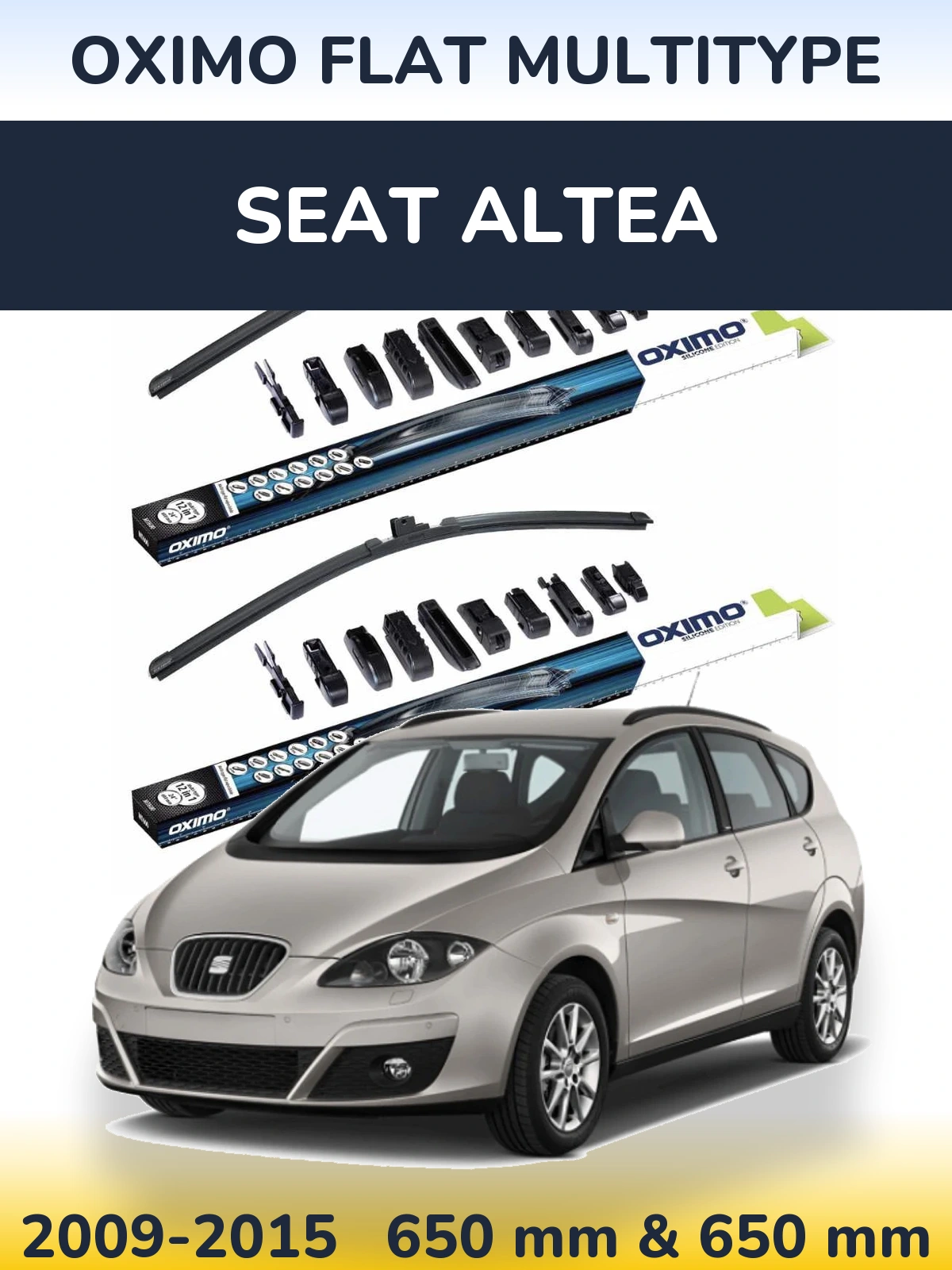 Комплект передніх щіток Oximo Flat MultiТипe 650 & 650 мм для SEAT Altea 2009-2015