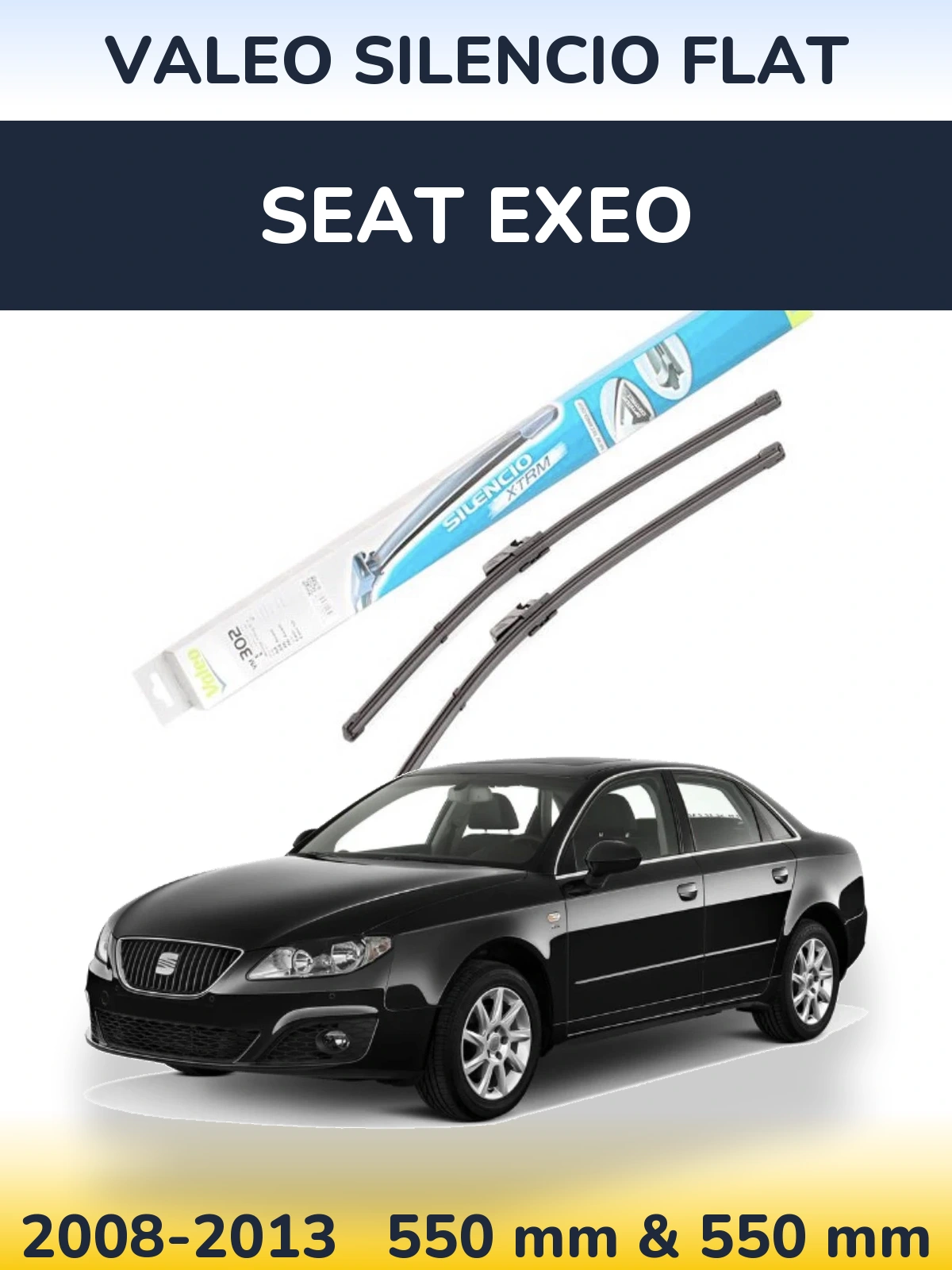 Sada předních stěračů Valeo Silencio Flat 550 a 550 mm pro SEAT Exeo 2008-2013