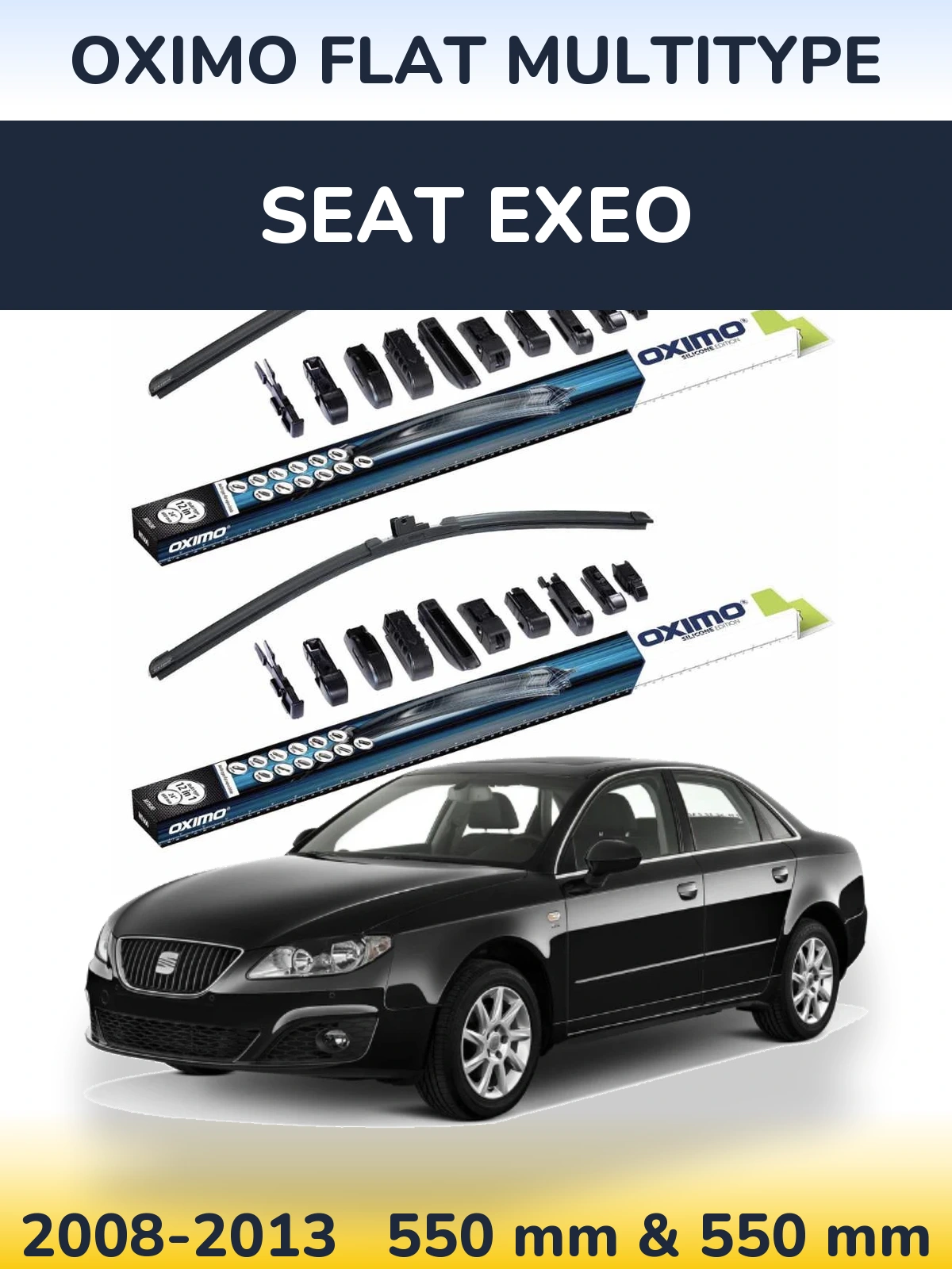 Комплект передніх щіток Oximo Flat MultiТипe 550 & 550 мм для SEAT Exeo 2008-2013
