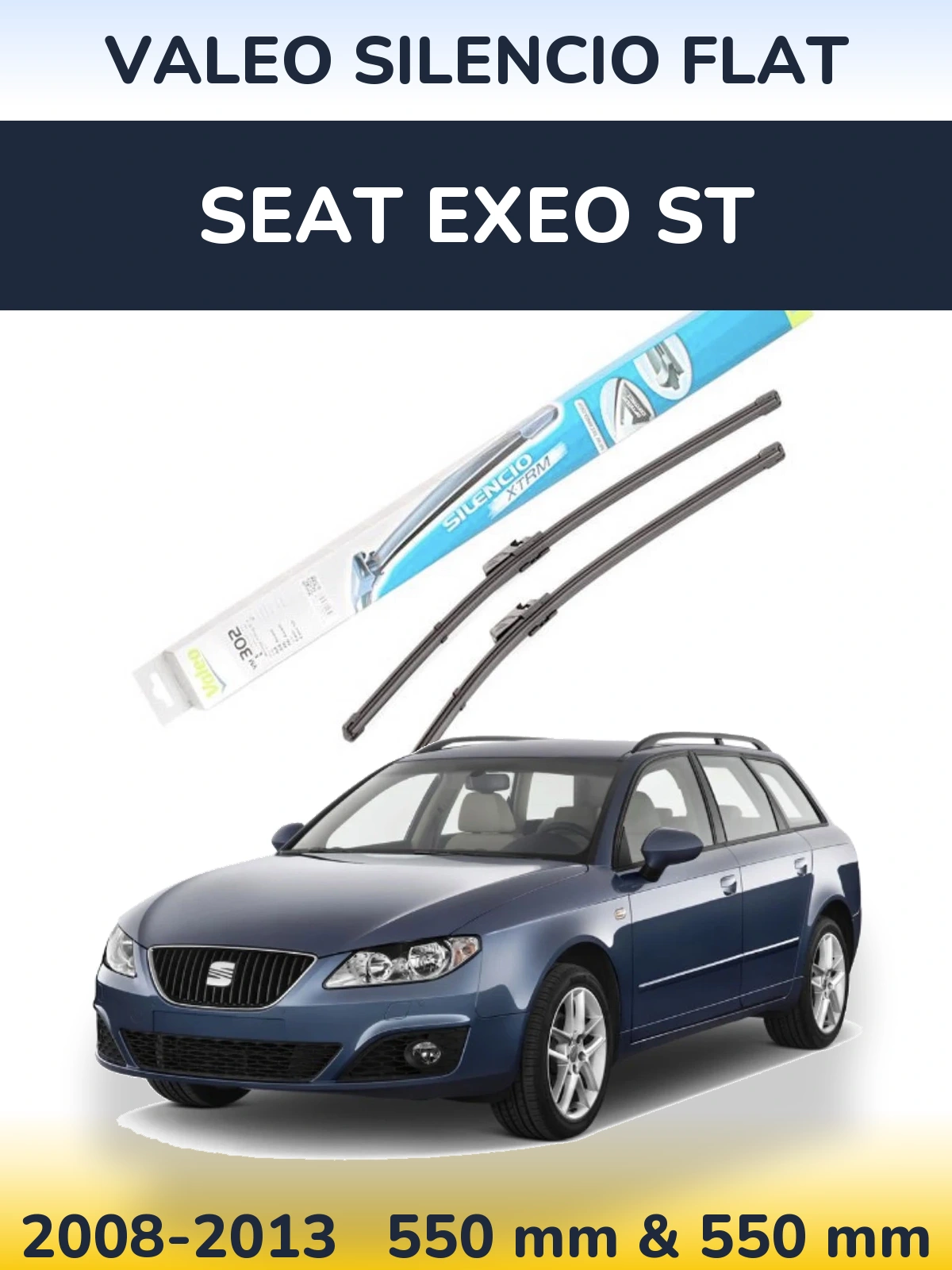 Sada předních stěračů Valeo Silencio Flat 550 a 550 mm pro SEAT Exeo ST 2008-2013