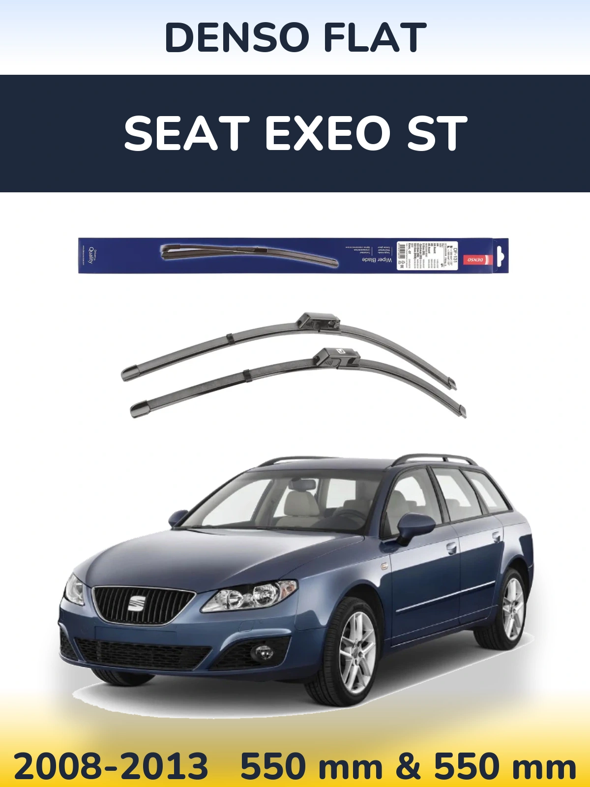 Sada předních stěračů Denso Flat 550 a 550 mm pro SEAT Exeo ST 2008-2013