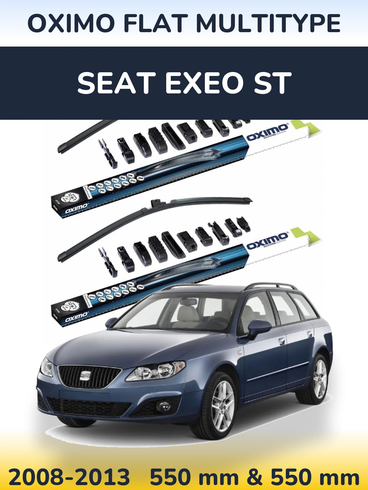 Комплект передніх щіток Oximo Flat MultiТипe 550 & 550 мм для SEAT Exeo ST 2008-2013
