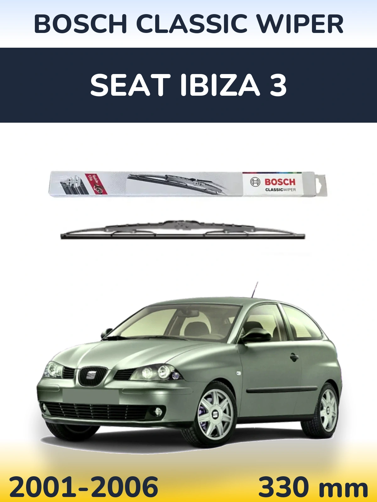 Zadní stěrač BOSCH Classic Wiper 340 mm pro SEAT Ibiza 3 2001-2006