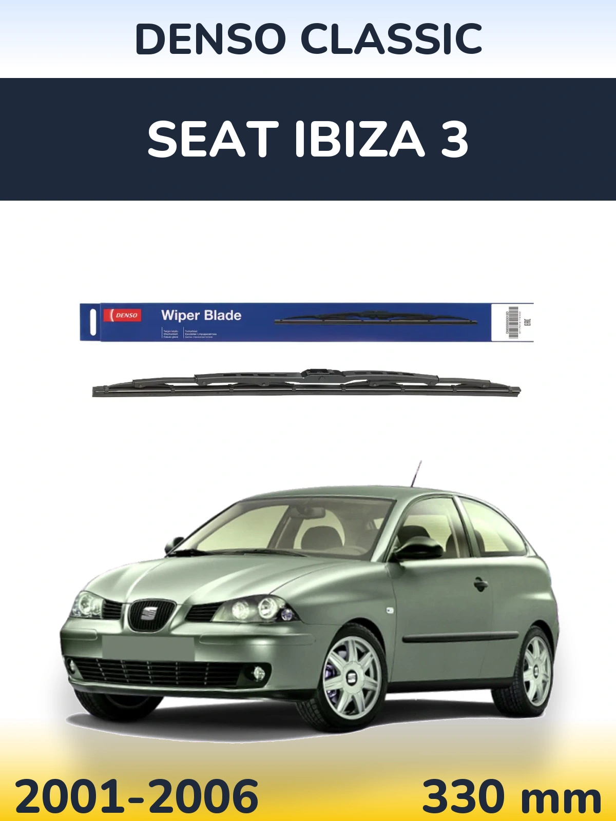 Zadní stěrač Denso Classic 330 mm pro SEAT Ibiza 3 2001-2006